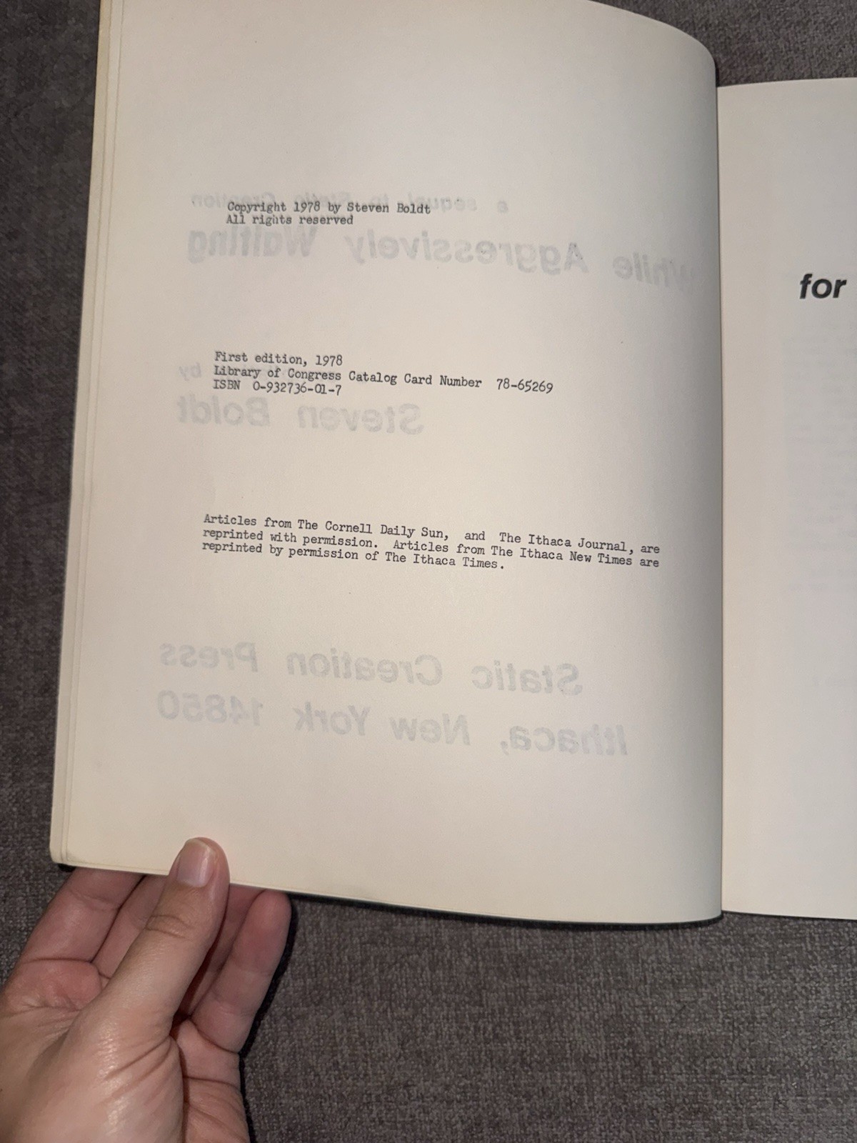 While Aggressively Waiting by Steven Boldt (1978) 1st Ed Ithaca Gay Liberation