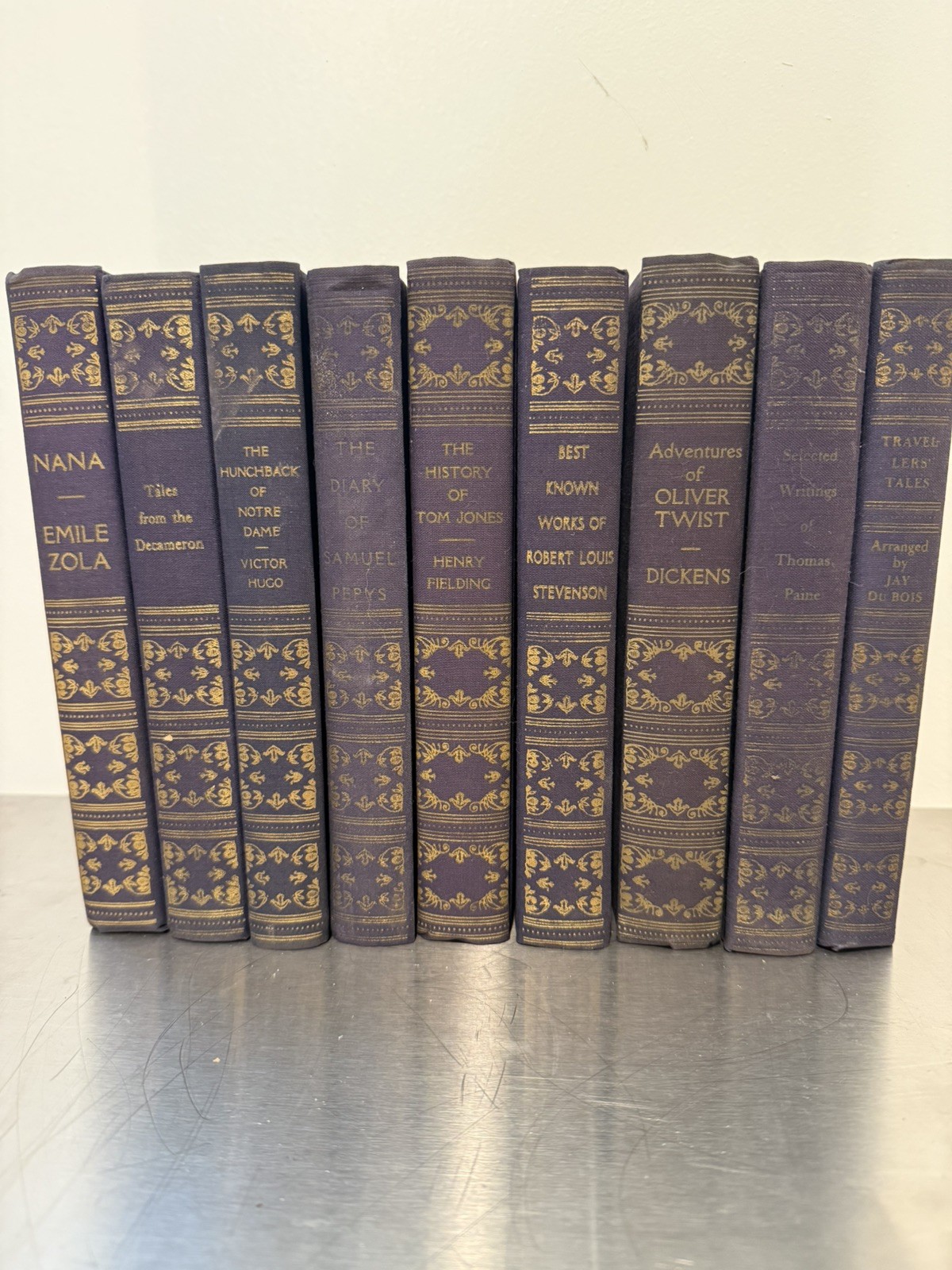 Vintage Decorative Classics Book Set Gilt Cloth Spines Old Library Decor