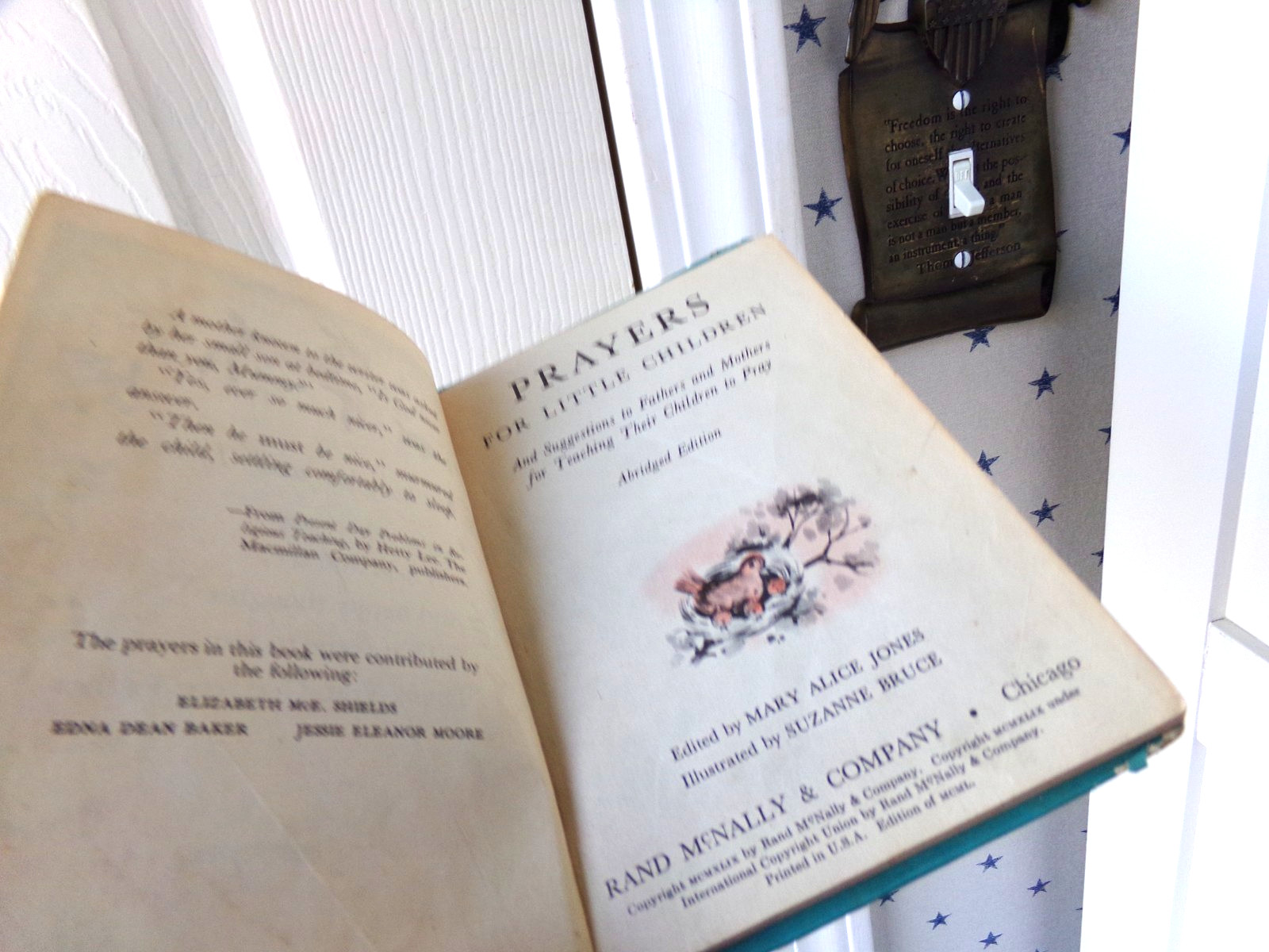 FLAWS Rand McNally Prayers For Little Children Vtg Hardcover Christian Book 1949