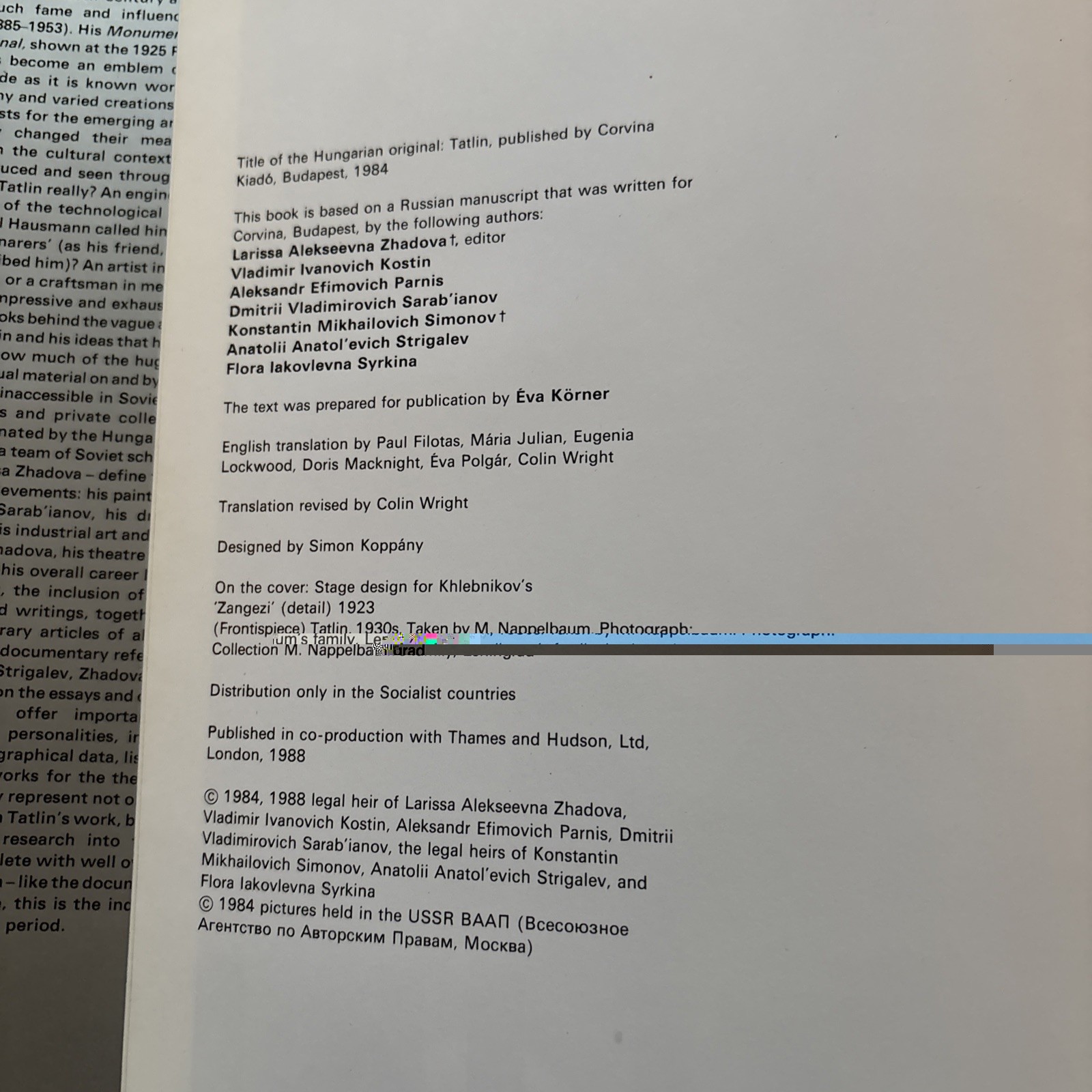 Tatlin Edited by Larissa Alekseevna Zhadova – Thames & Hudson 1988