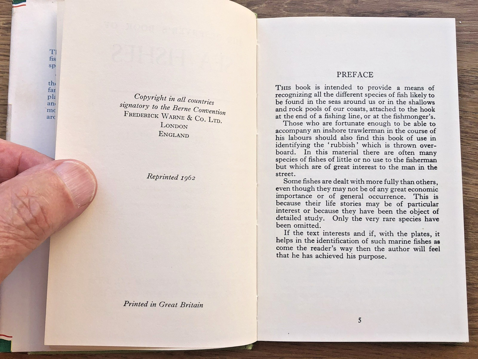 The Observer’s book of Sea Fishes 1962 reprint