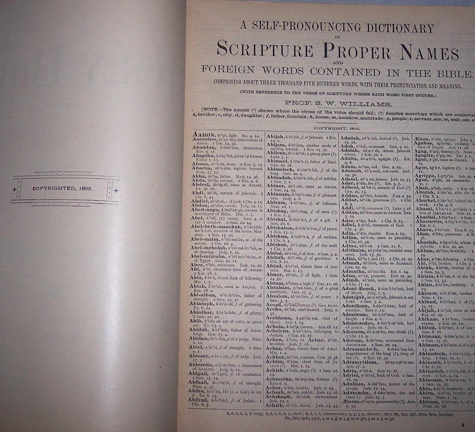 1896 Antique Clasp Family Bible Apocrypha Concordance Dictionary Psalms #30