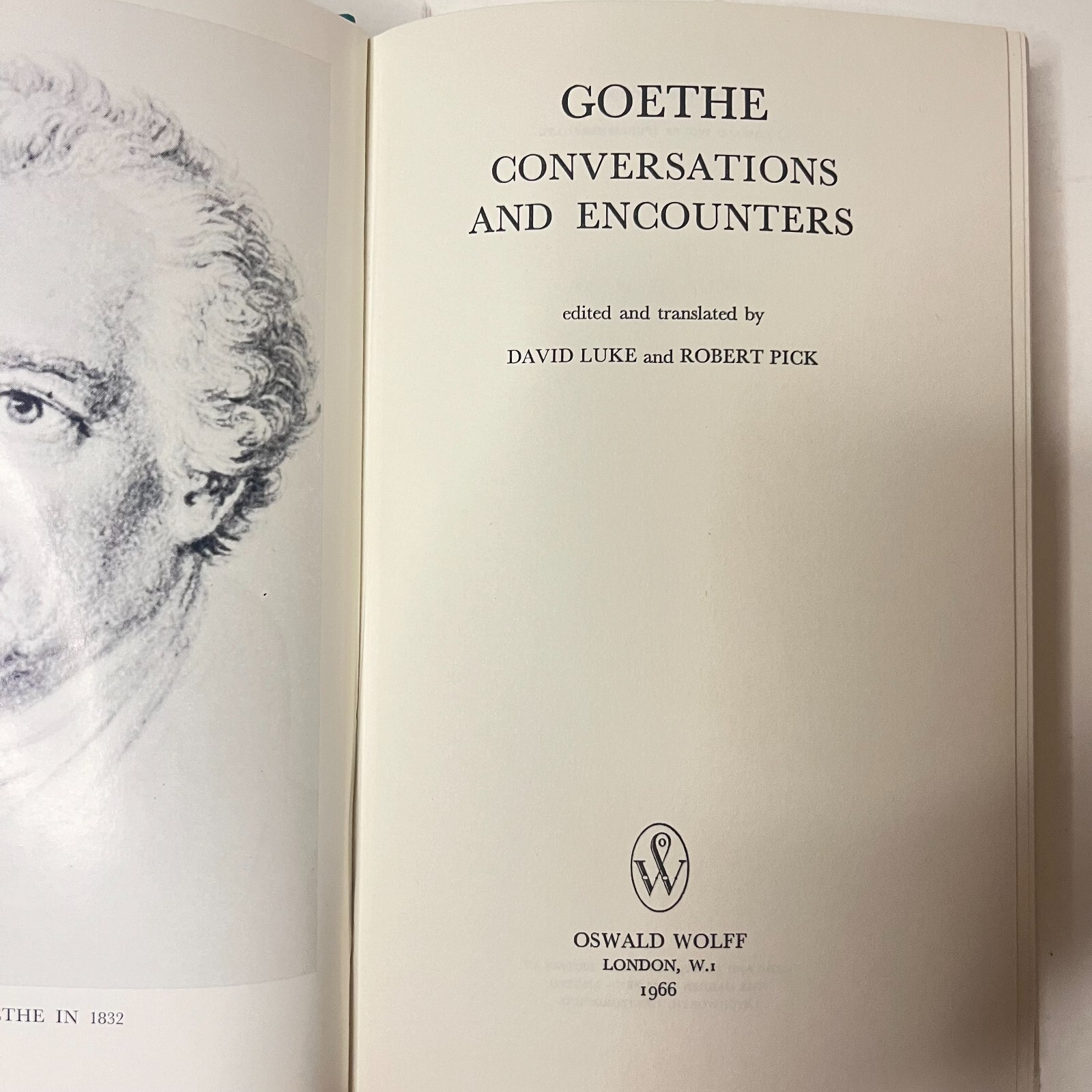 GOETHE : CONVERSATIONS AND ENCOUNTERS By Johann Wolfgang Von Goethe HCDJ 1966