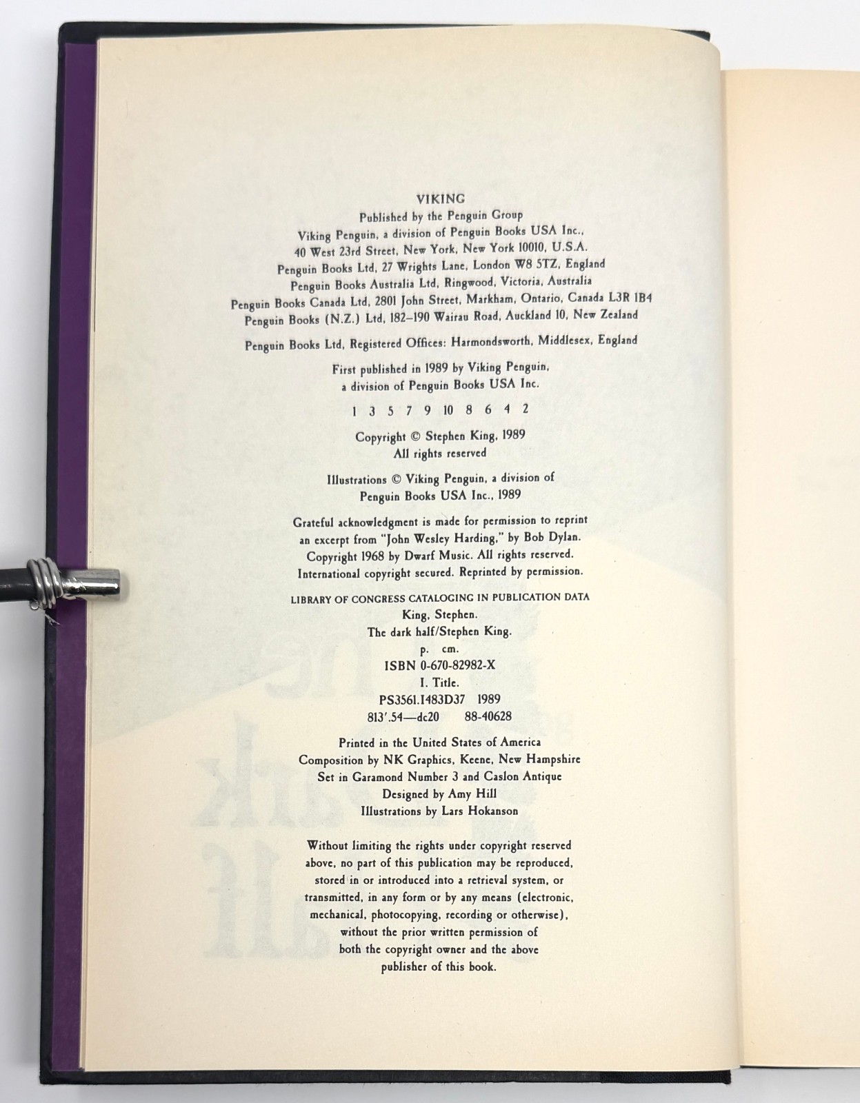 The Dark Half, Stephen King. Signed First Edition, 1st Printing.