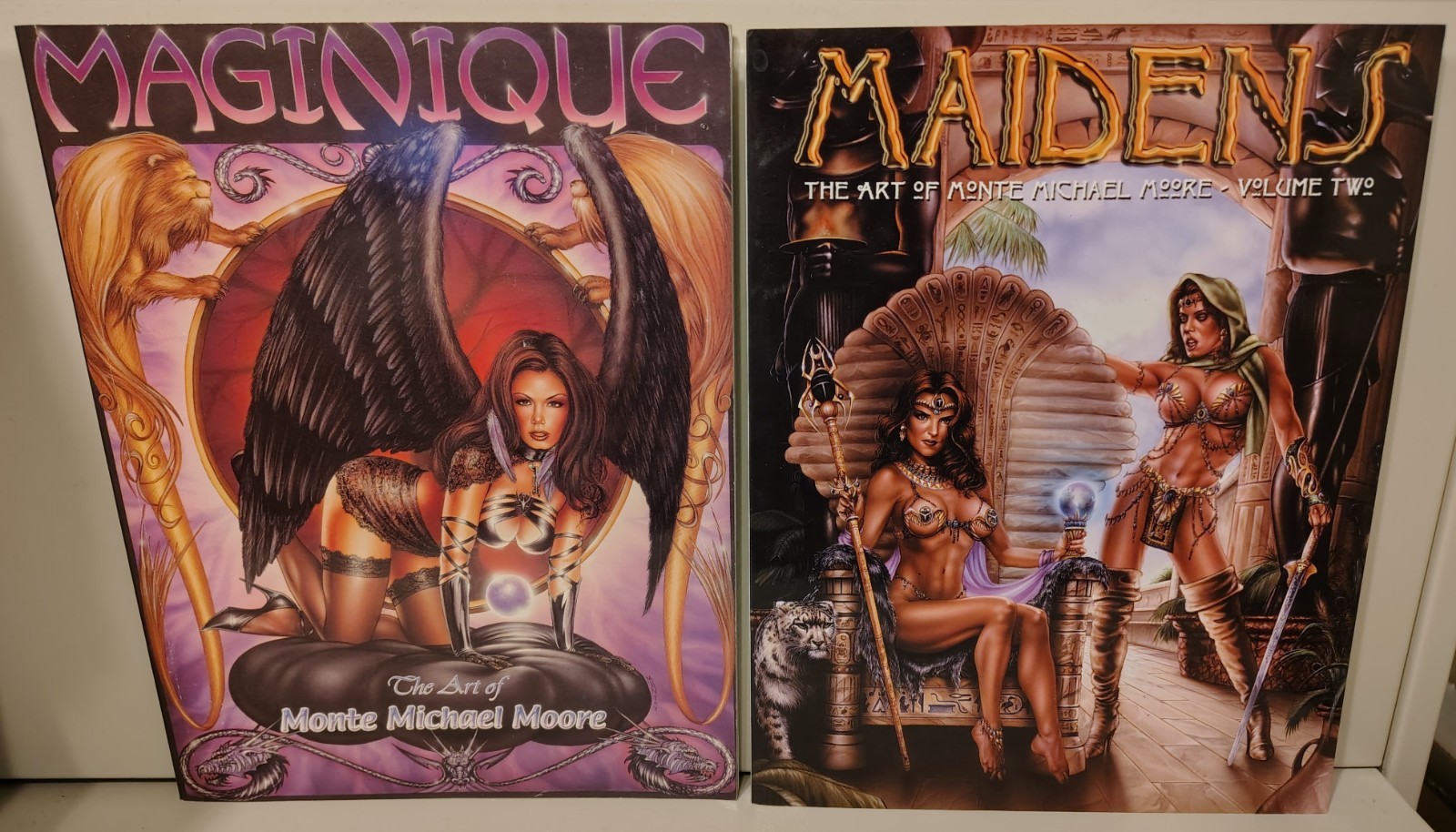 Monte Michael Moore Art Books Lot – Maidens Vol 1 & Maginique BAD GIRL ?SIGNED?
