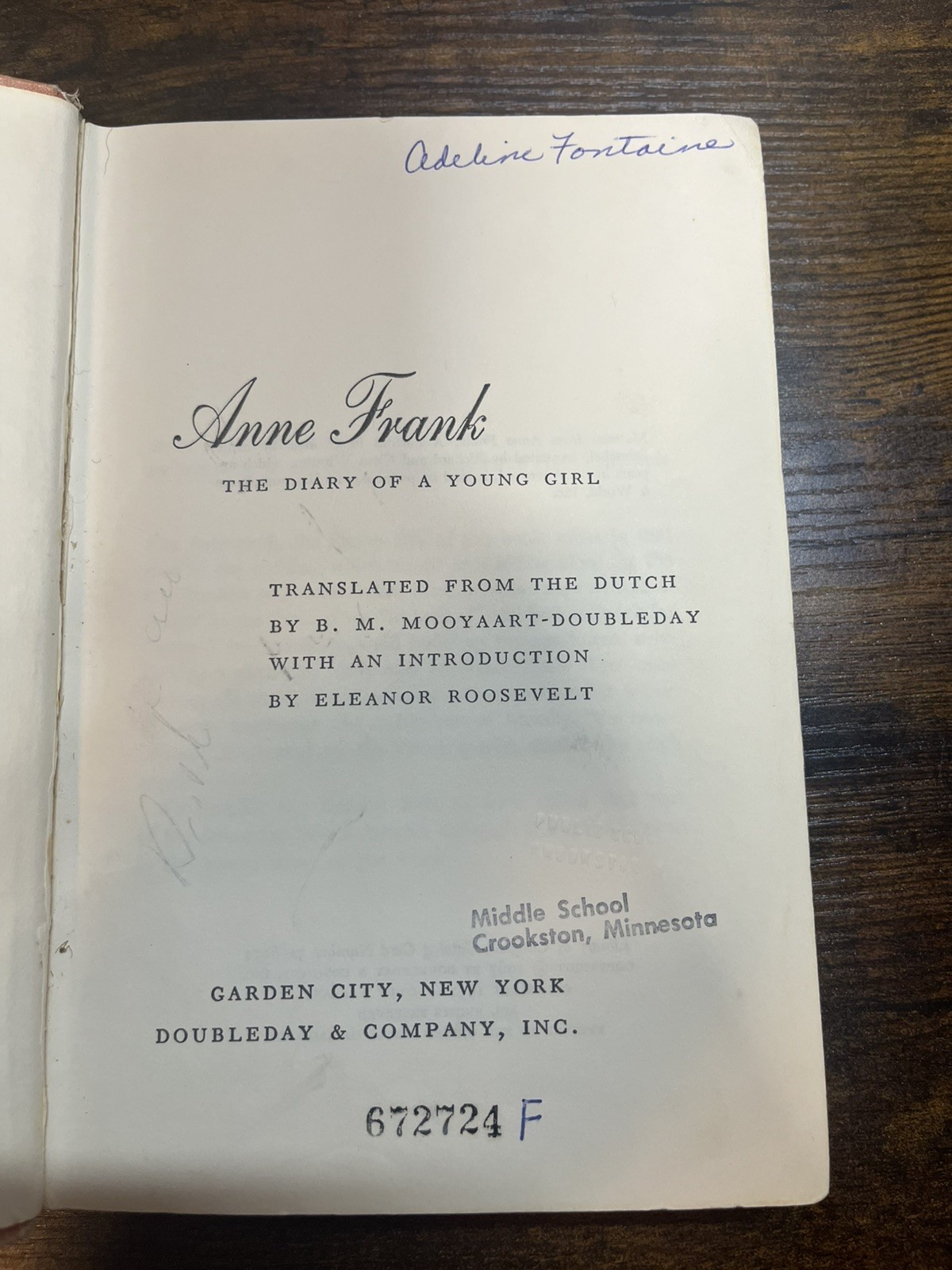 Anne Frank The Diary of a Young Girl 1967 Vintage Hardcover