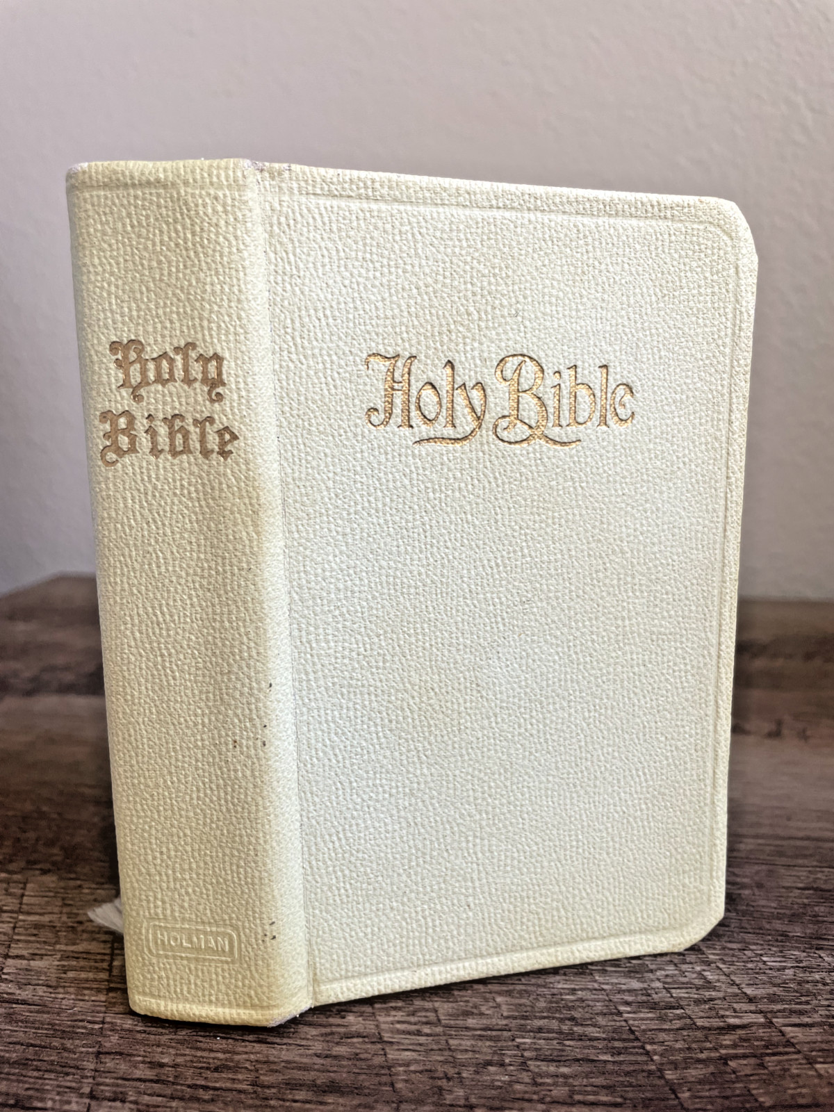 Vintage HOLY BIBLE A.J. Holman Edition, KJV, White Cream Leather Binding