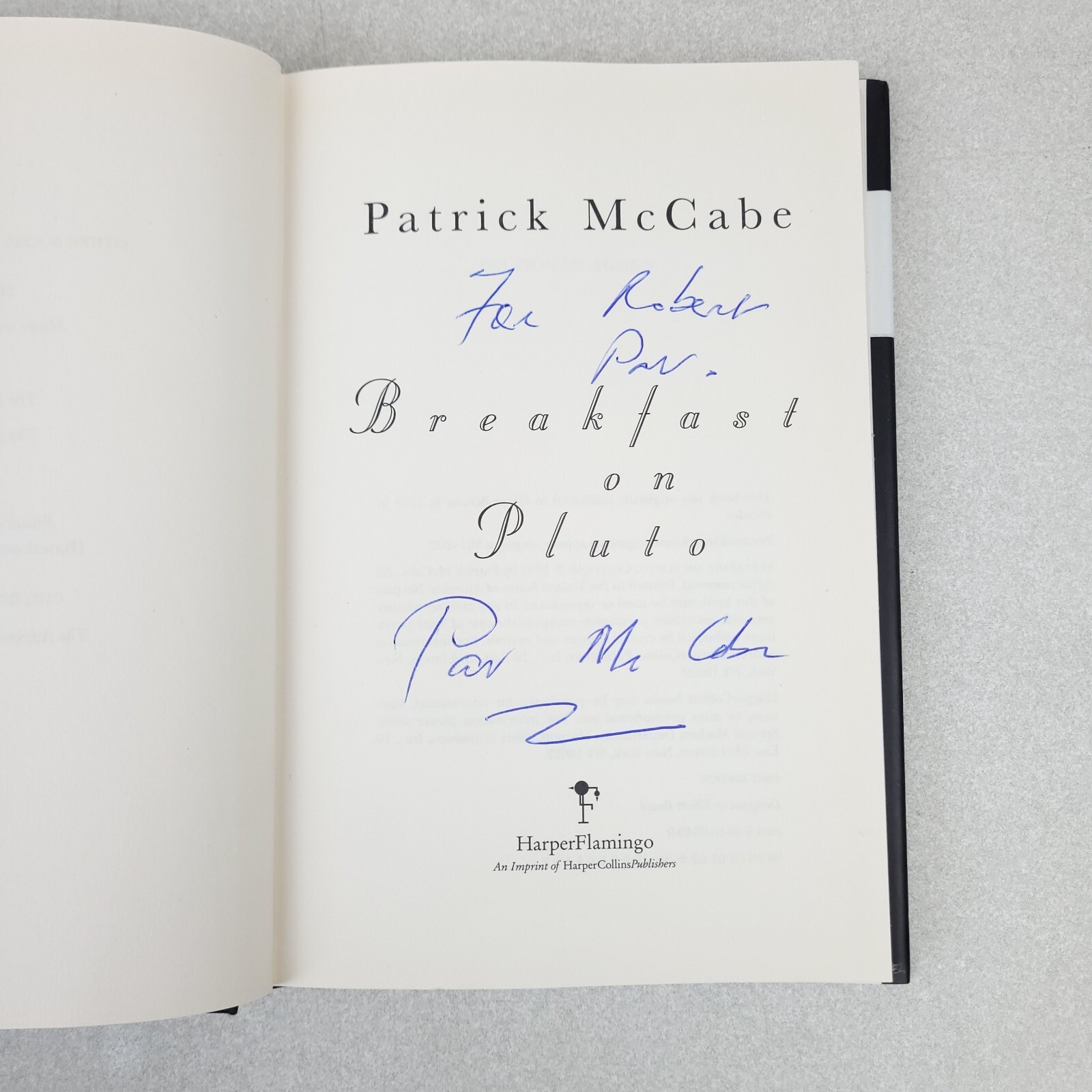 Breakfast on Pluto Patrick McCabe Signed HC 1998 First Edition