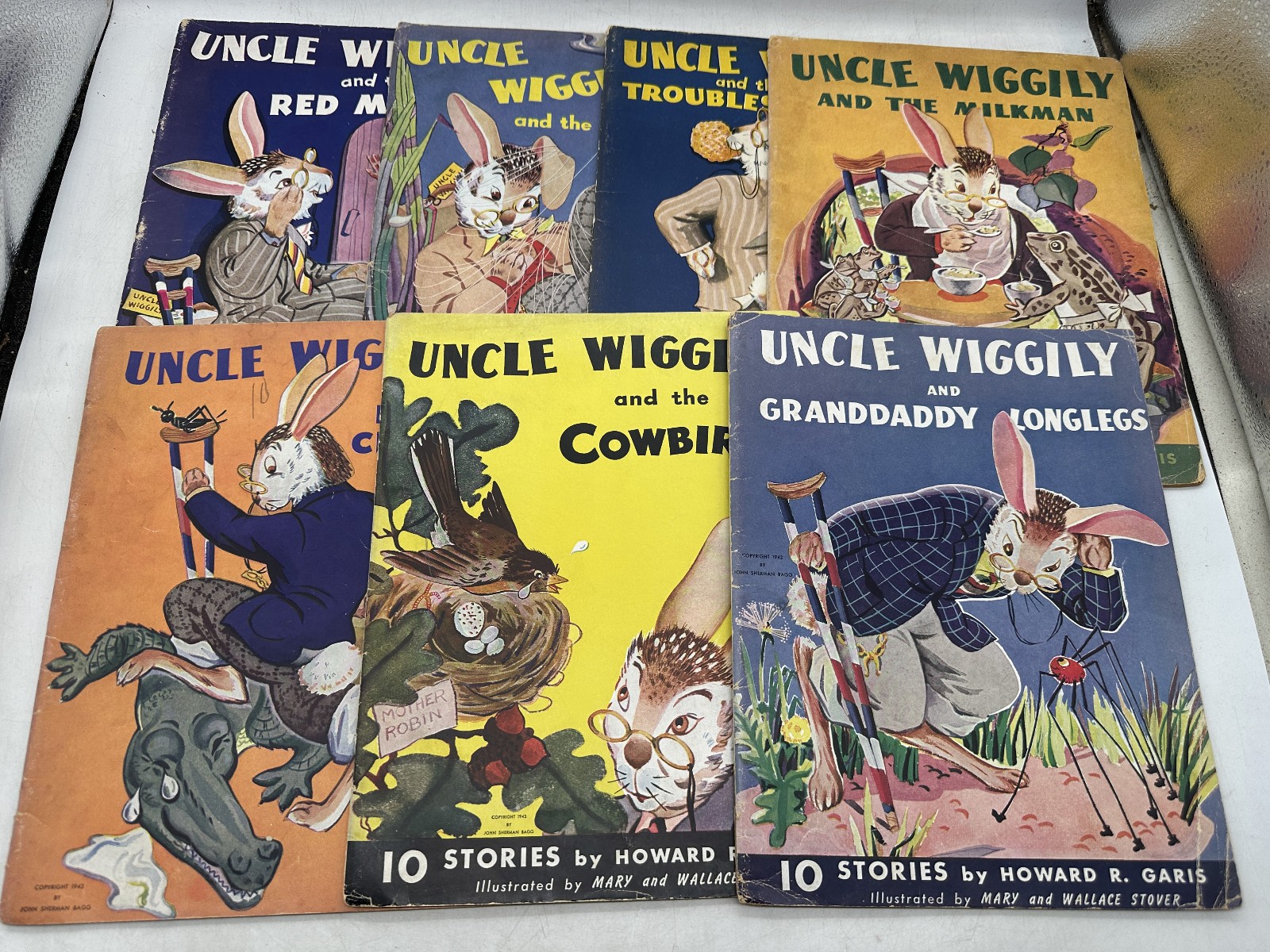 7 Uncle Wiggly Books by Howard R. Garis Illustrated Mary & Wallace Stover 1943