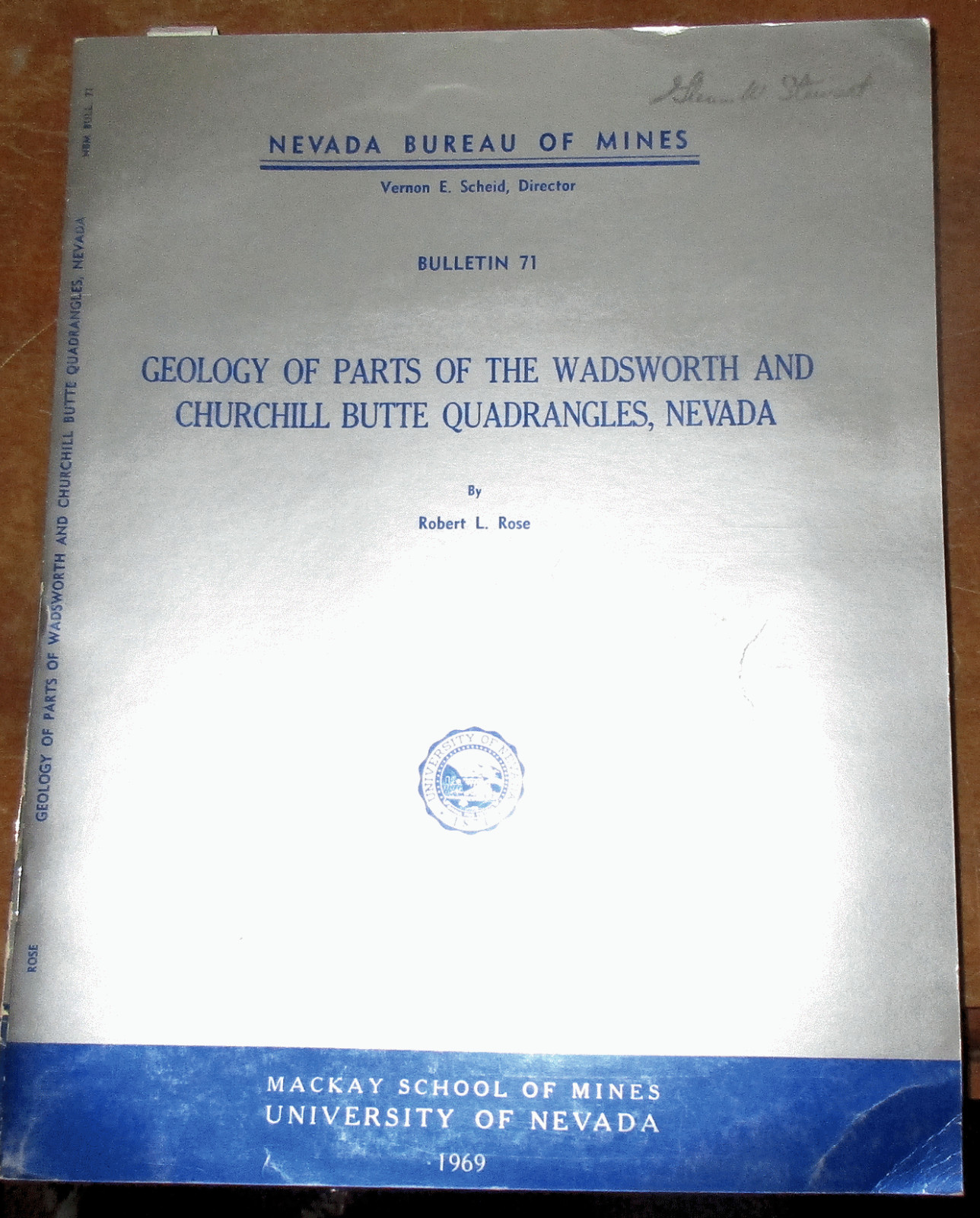 GEOLOGY NEVADA CHURCHILL AND WADSWORTH BUTTE QUADRANGLES NEVADA BUREAU OF MINES