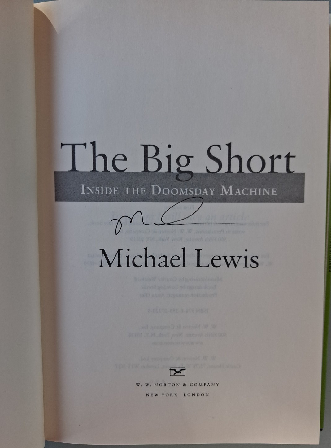 Signed First Edition The Big Short Michael Lewis 2010 HC DJ Blind Side Moneyball