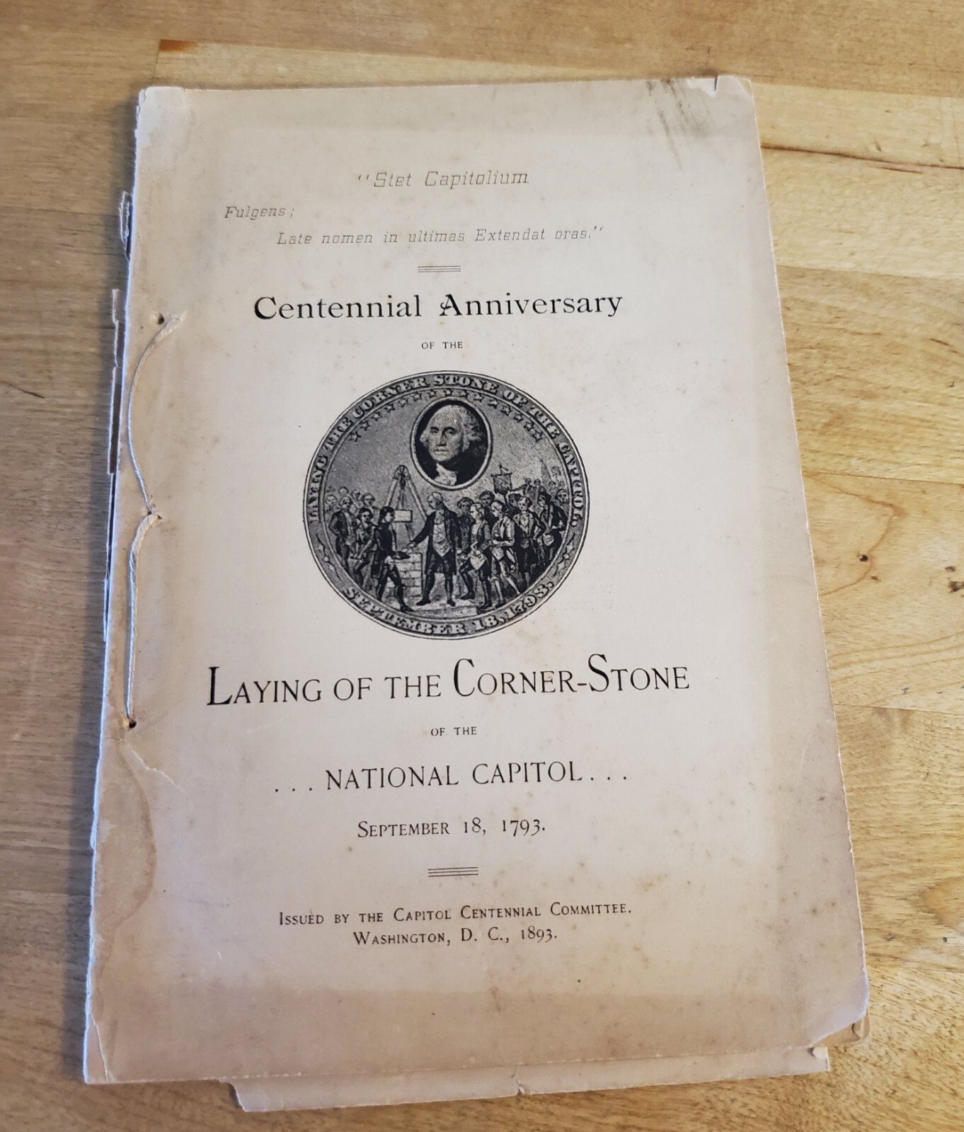 RARE: 1893 COMMEMORATIVE CENTENNIAL ANNIVERSARY BOOKLET: CAPITOL CENTENNIAL COM.