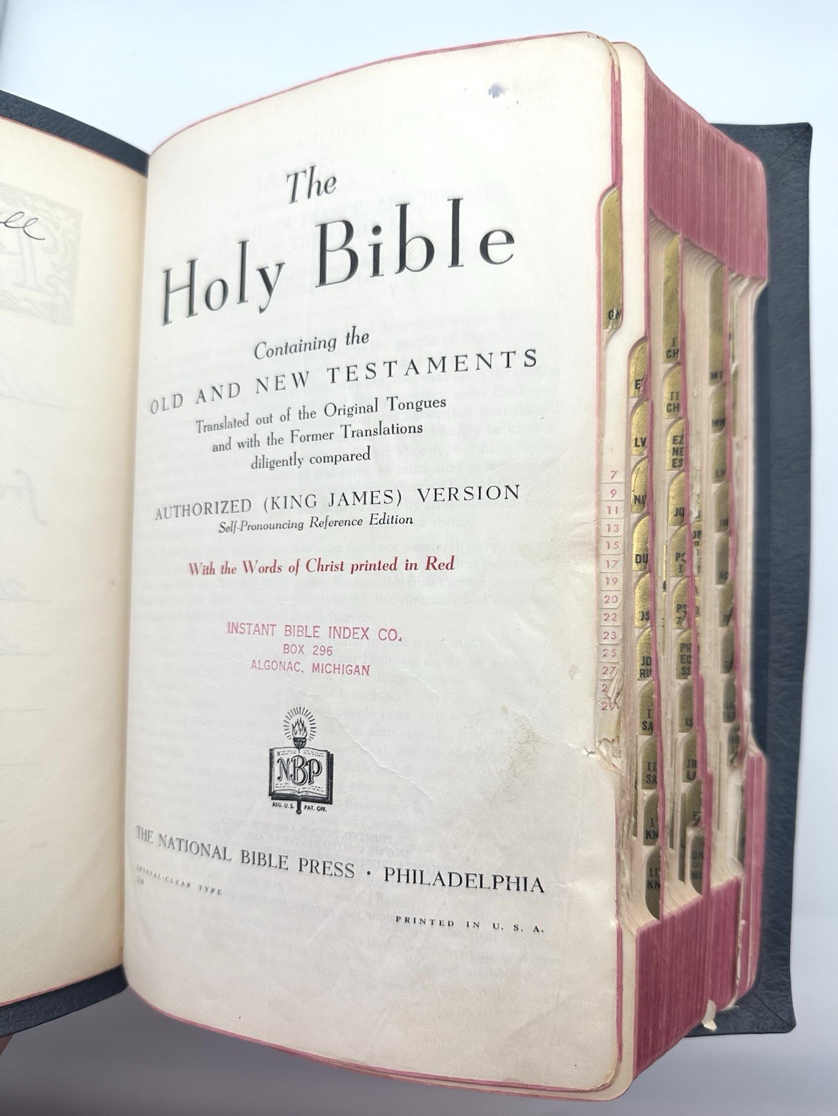 The Holy Bible KJV National Bible Press Philadelphia (1944) Instant Bible Index
