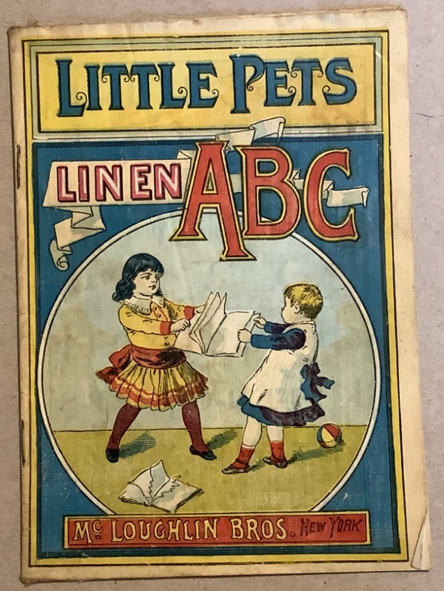 VG 1890s Linen First Edition McLoughlin Bros Little Pets ABC Alphabet