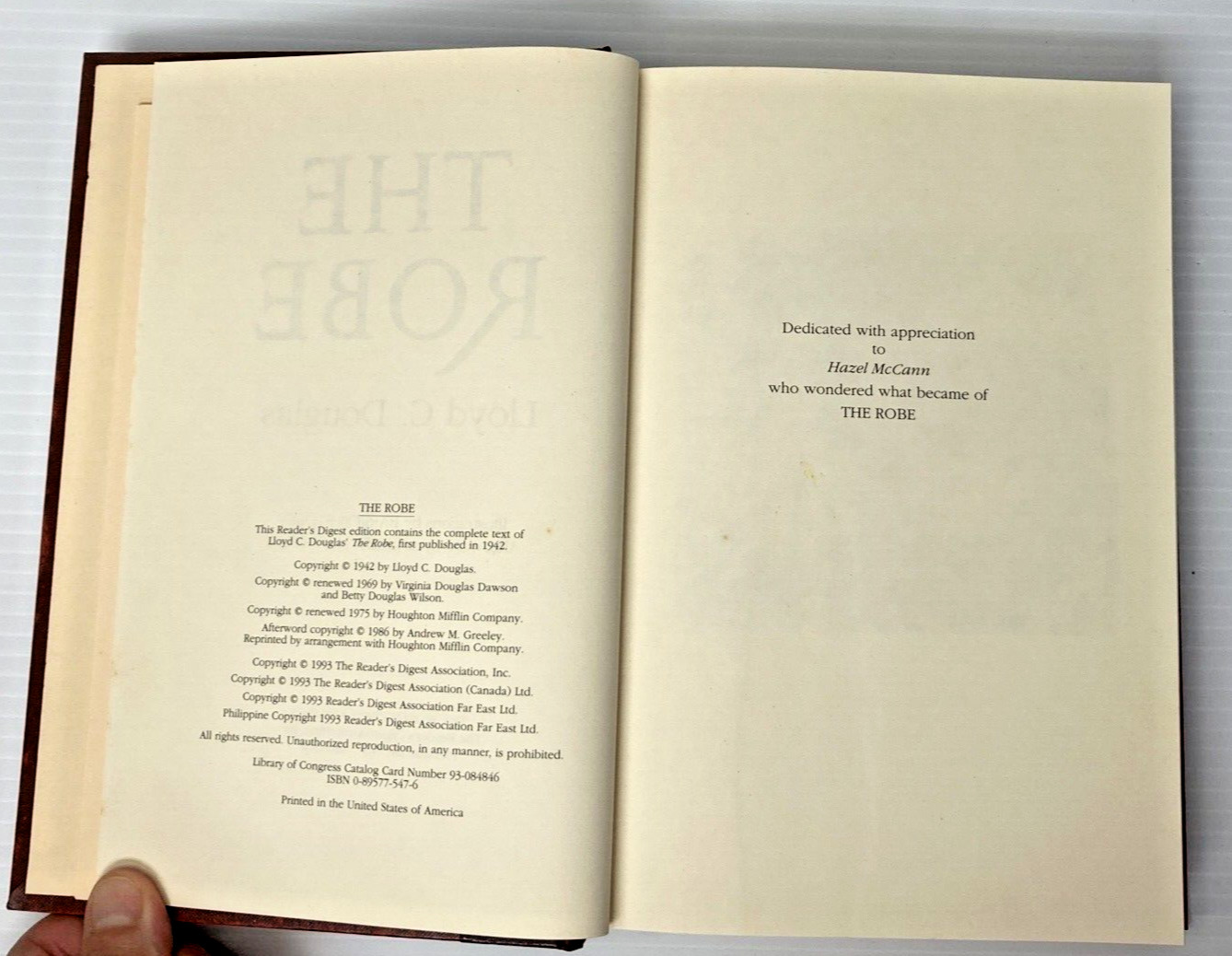 The Robe by Lloyd C. Douglas, International Collectors Library, Readers Digest E