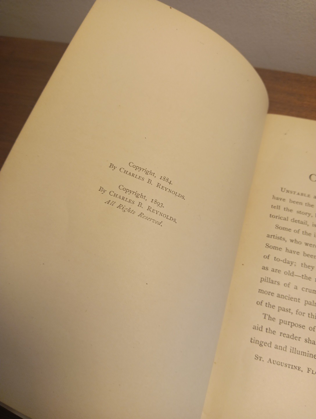 Charles B Reynolds: Old Saint Augustine, a Story of Three Centuries. HC, 1893