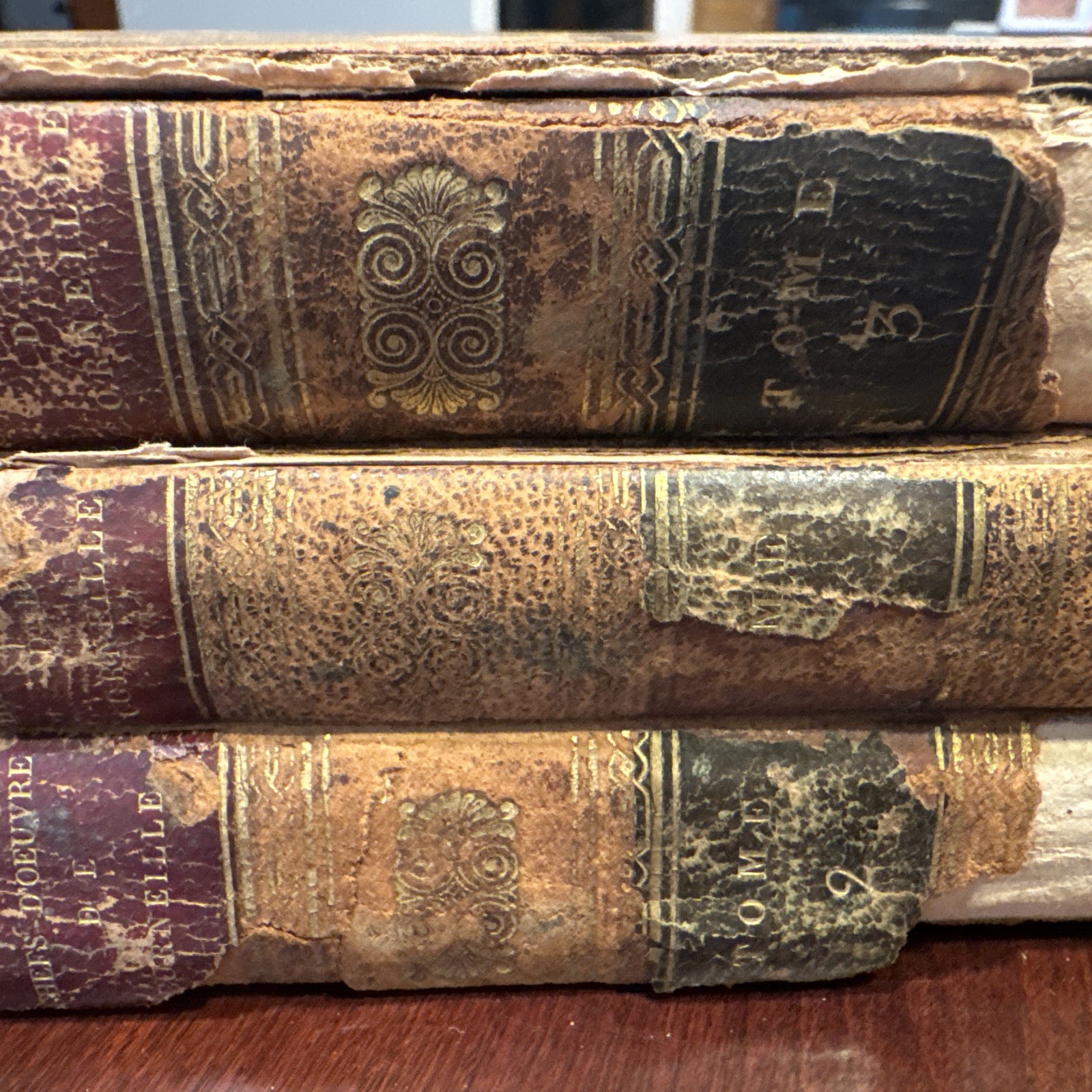 3 Antique 1822 Volumes-Chef-D’Oeuvres de P. Corneille Stereotype D’ Herhan