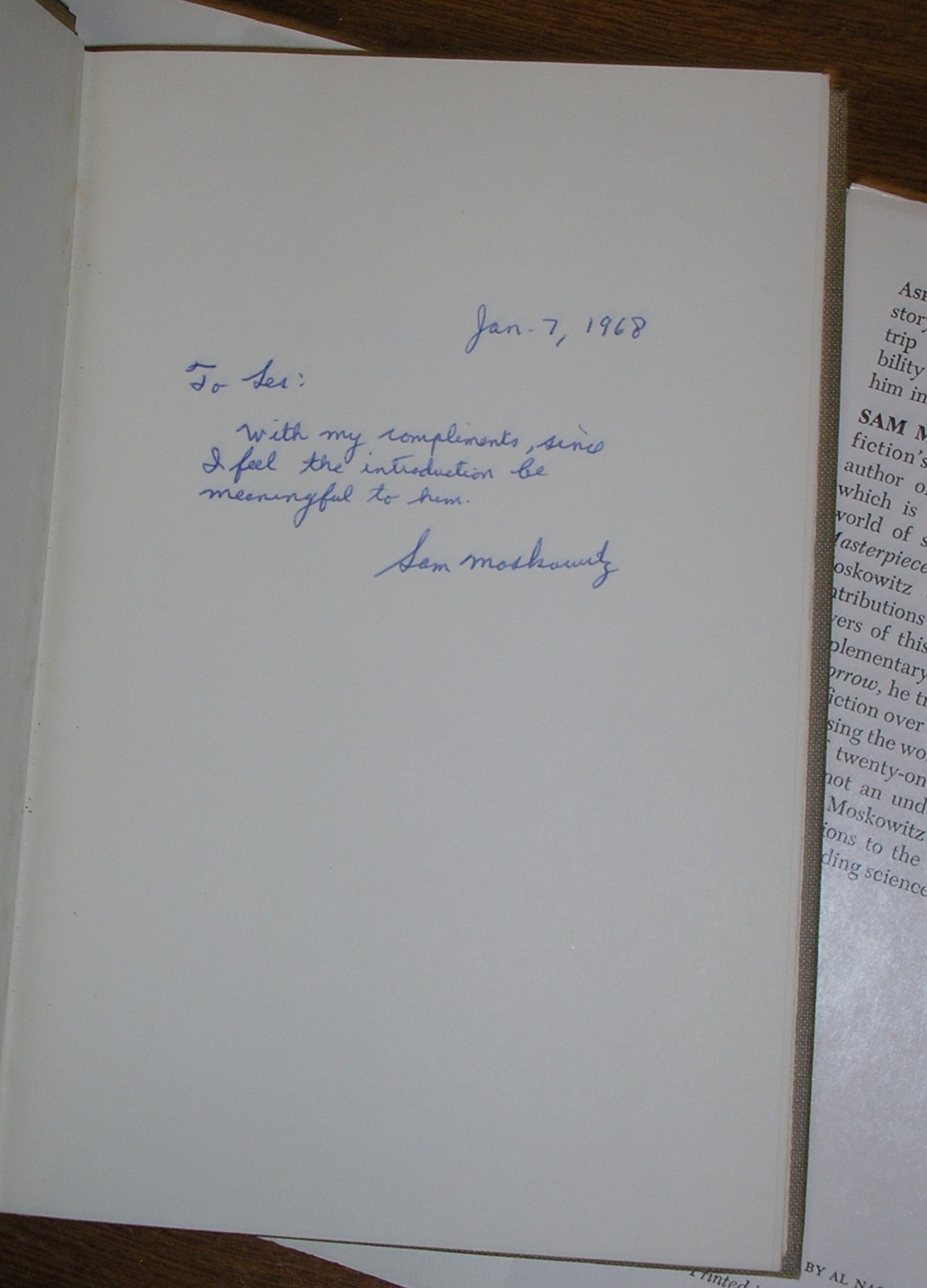 THREE STORIES: LEINSTER/WILLIAMSON & WYNDHAM~1967 HB/DJ Sam Moskowitz INSCRIBED!