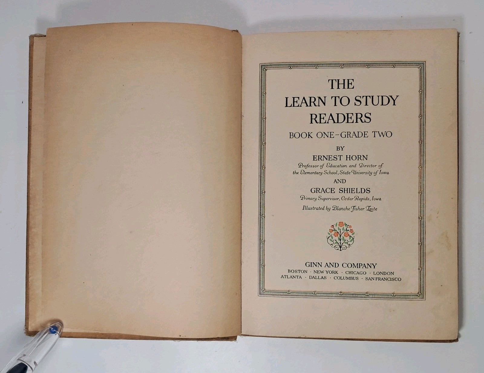 1924 Learn to Study Readers Book One- Grade Two, Antique HC Ernest Horn