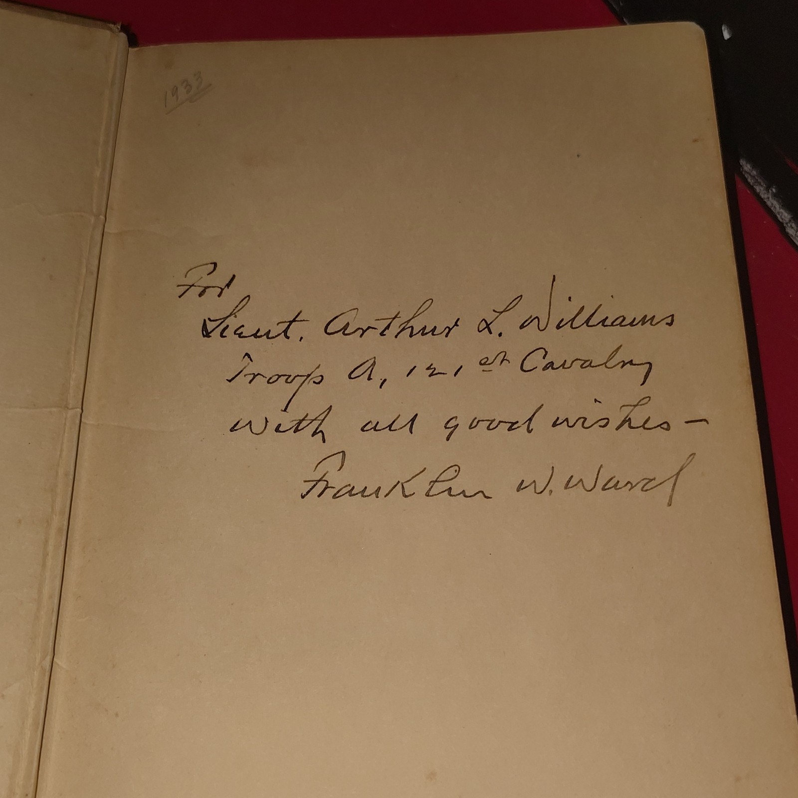 Franklin Wilmer Ward Between the Big Parades Signed Cloth Military Americana