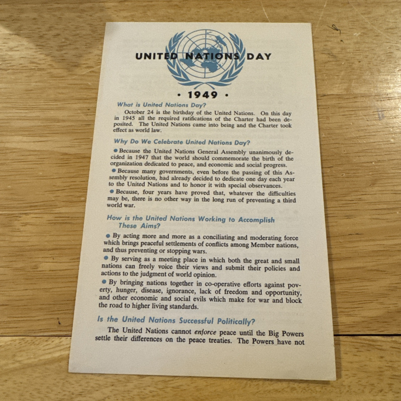 The United Nations Day 1949 Department Of State Publications