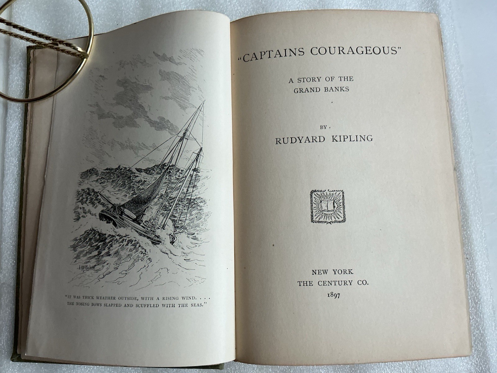 Captains Courageous Rudyard Kipling 1897 1st Ed (US) Century Co Hardcover Gold