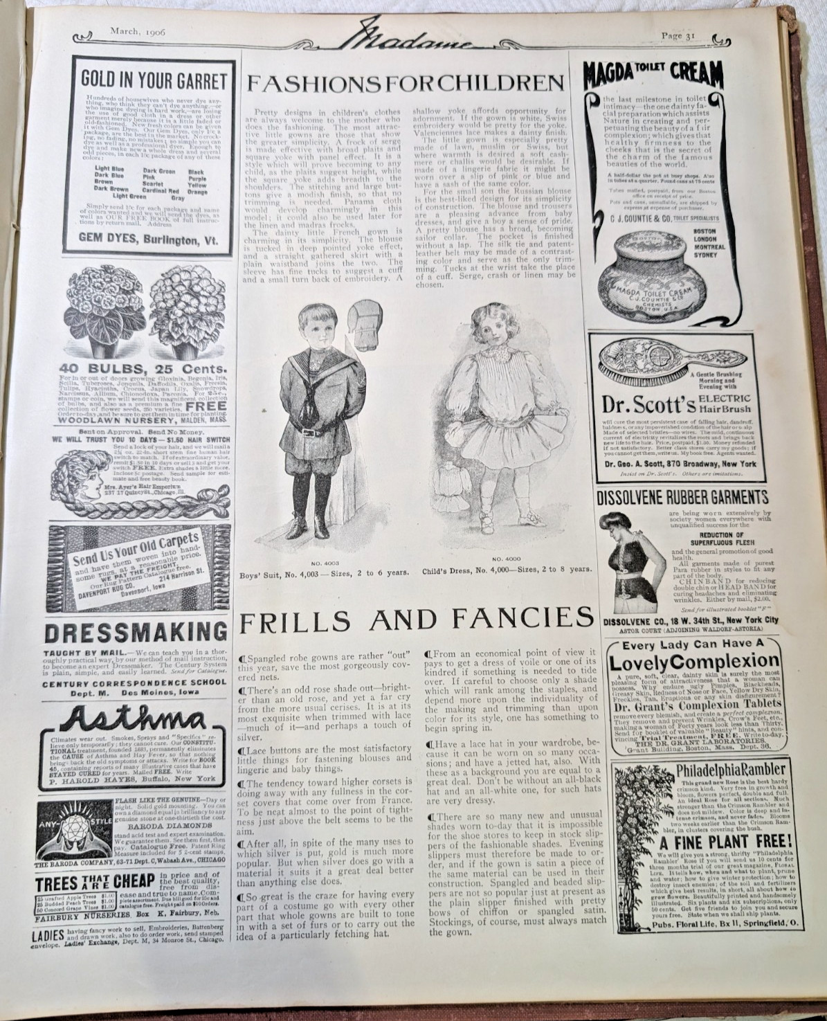 Antique Book Pages Random Lot, 20 ~ 1905 „Madame“ Vintage, Ephemera, Journals
