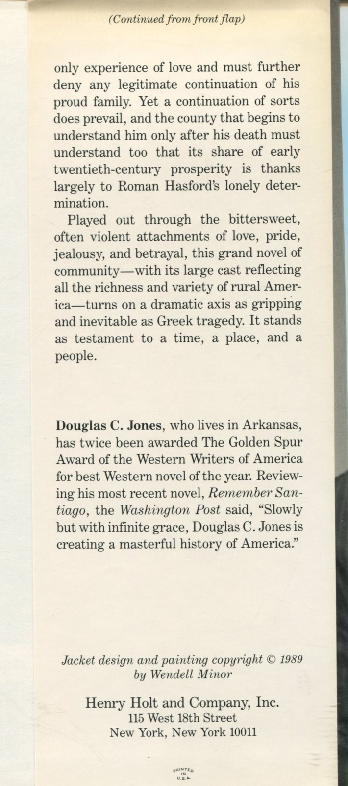 Douglas C Jones / Come Winter Signed 1st Edition 1989
