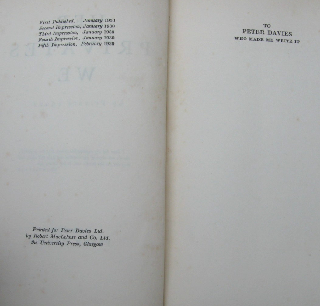 1930 Her Privates We- Frederic Manning WW1 Biography