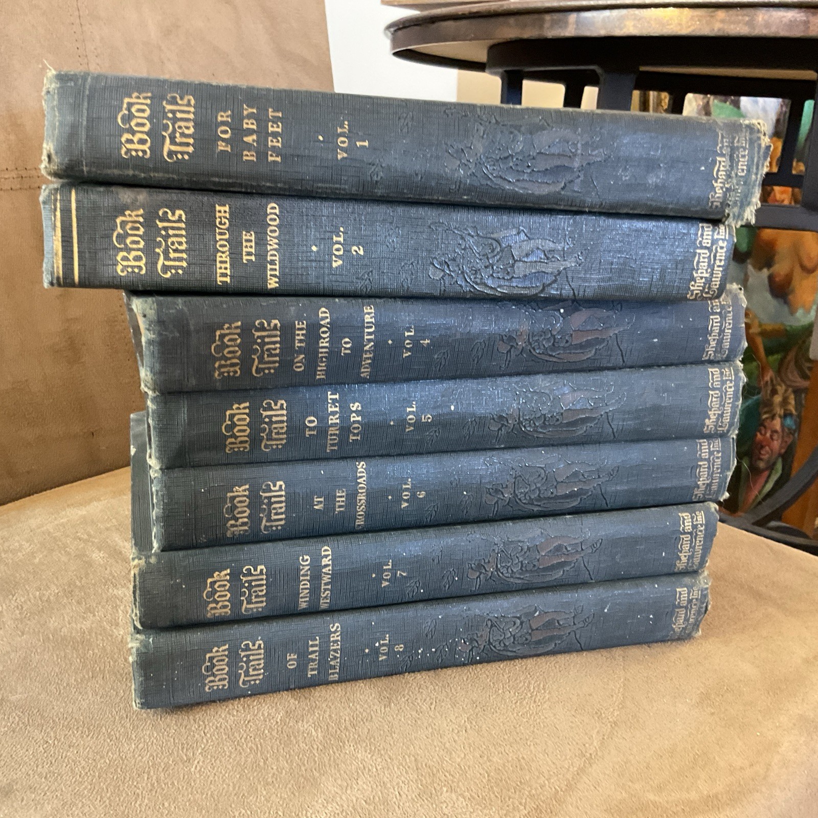 Vintage 1928 Book Trails Vol 1,2,4-8 Shepard and Lawerence Rare Color HC Set Lot
