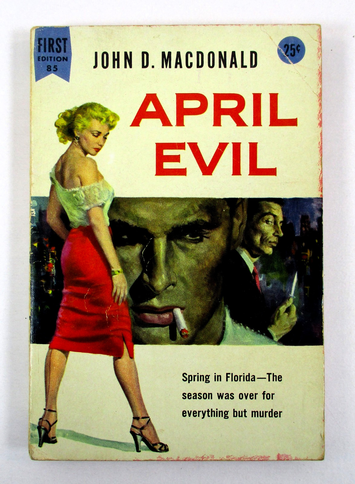 1st EDITION „April Evil“ John D. Macdonald 1956 Mass Market PB Dell Vintage Pulp