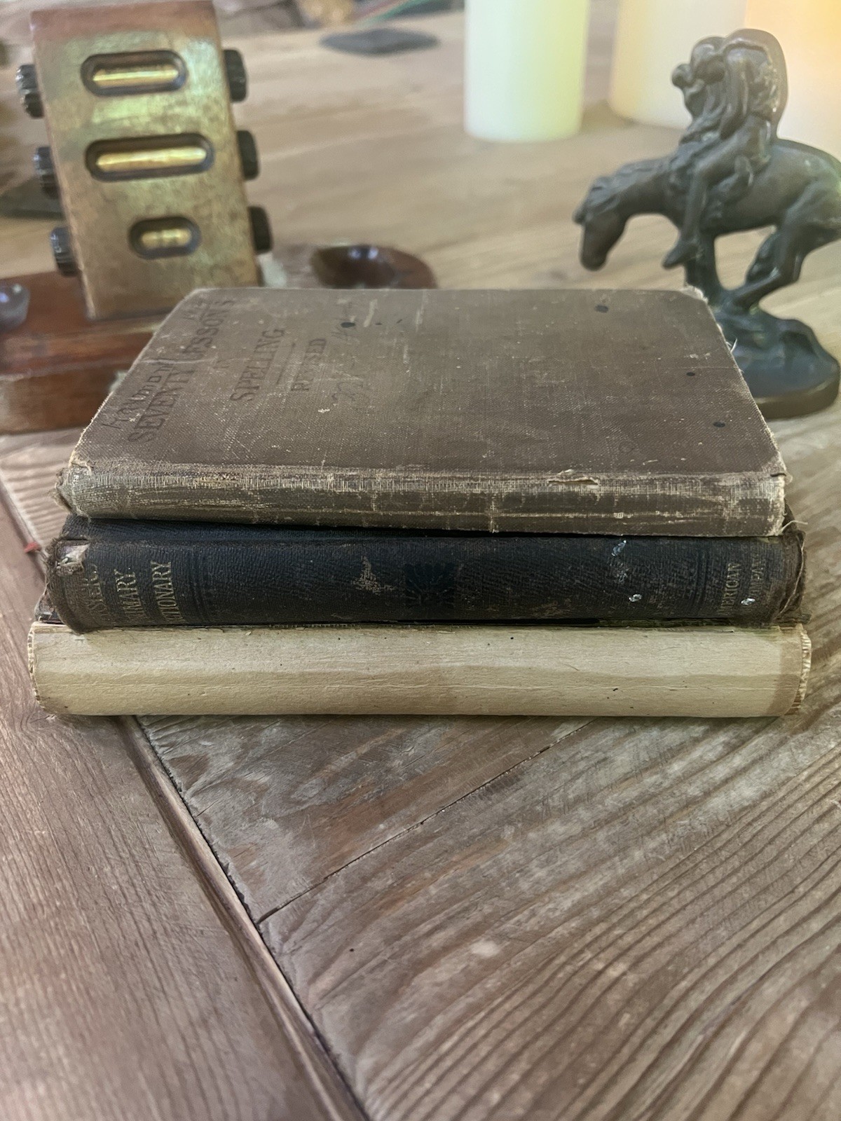 Antique School Book Stack 1892-1906 Webster Dictionary Speller Arithmetic Ohio