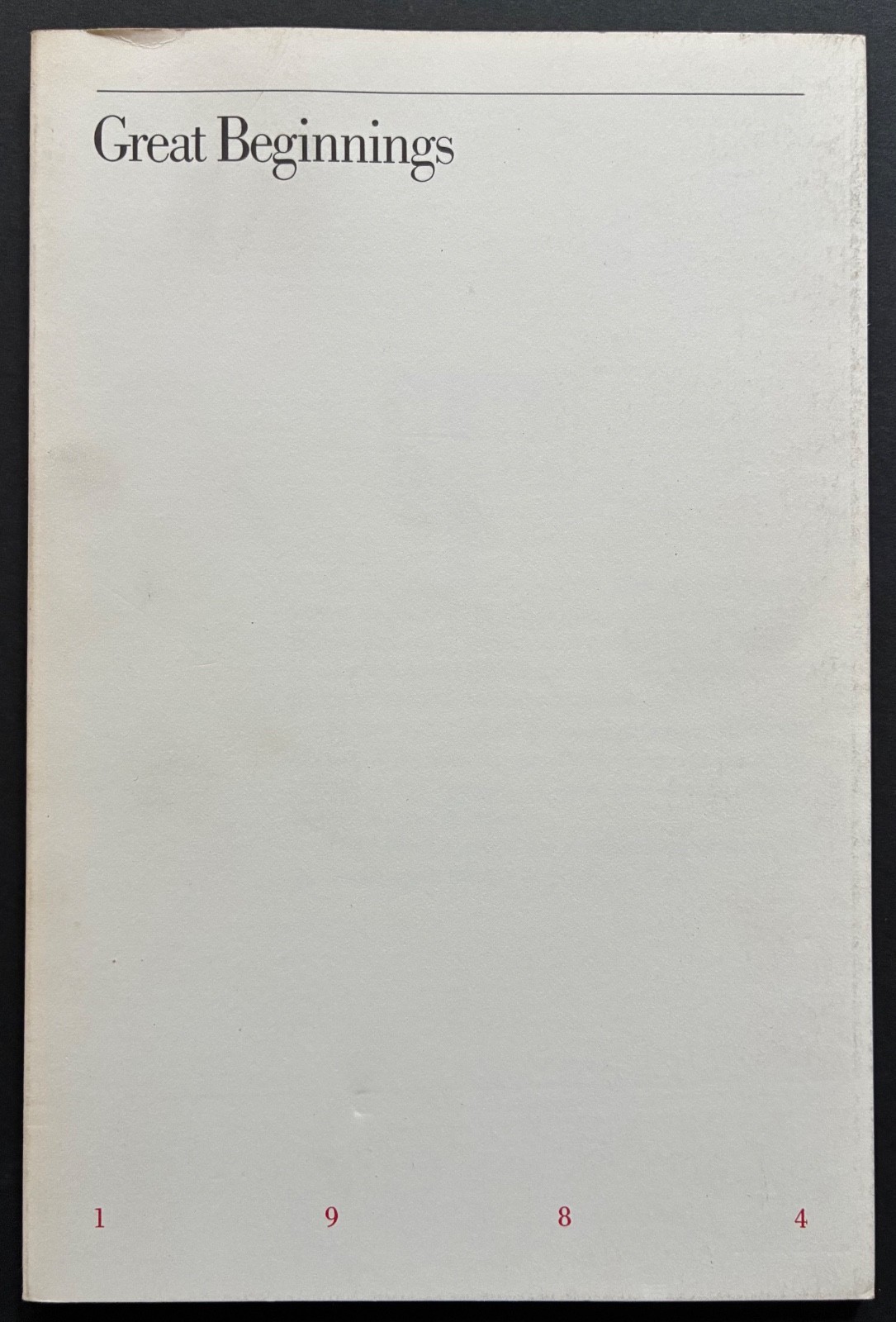 GREAT BEGINNINGS 1984 – Promotional Design booklet RARE! mantel koppel scher