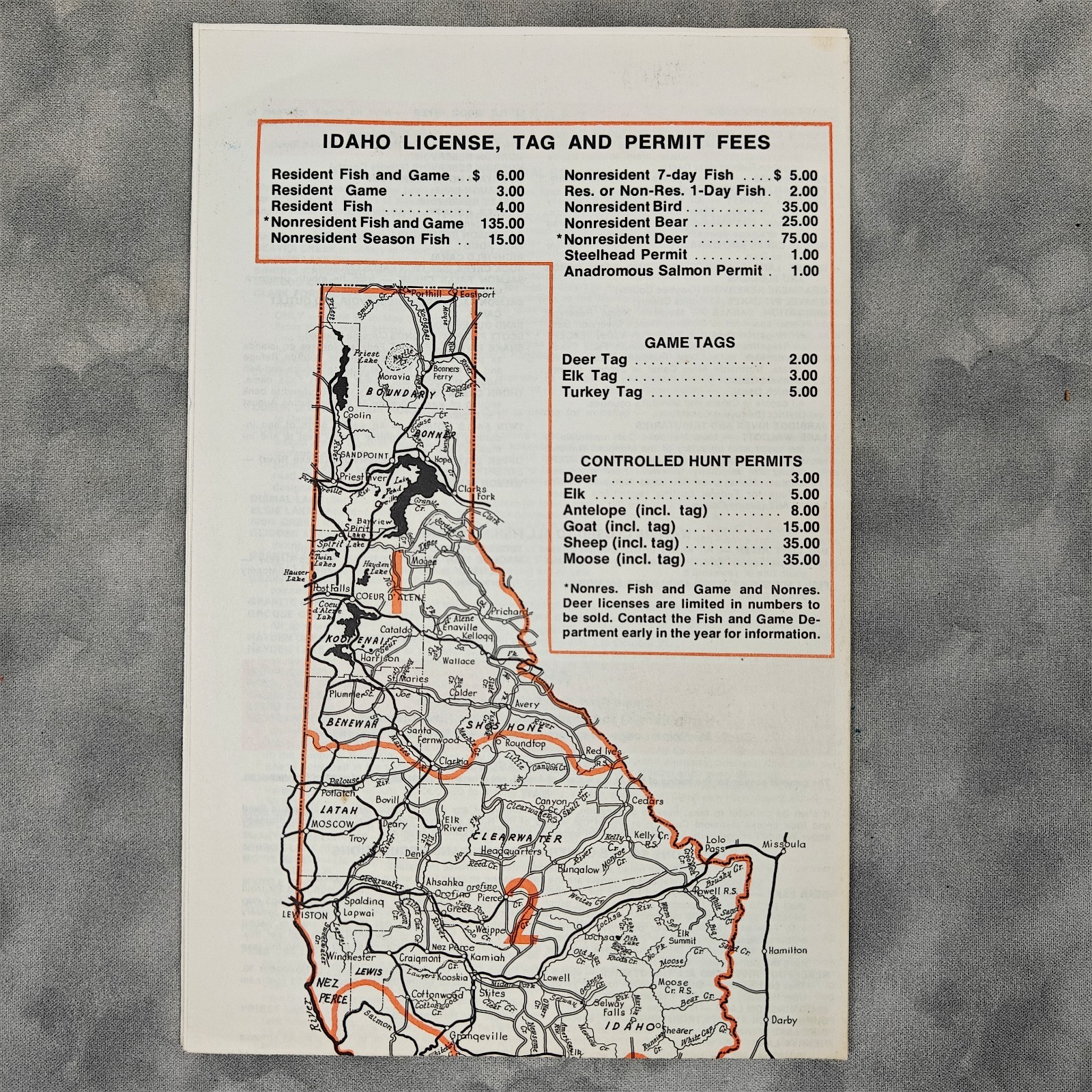 Rare Vintage 1972 Idaho Fishing Seasons & Regulations Fold-Out Map Booklet IDFG