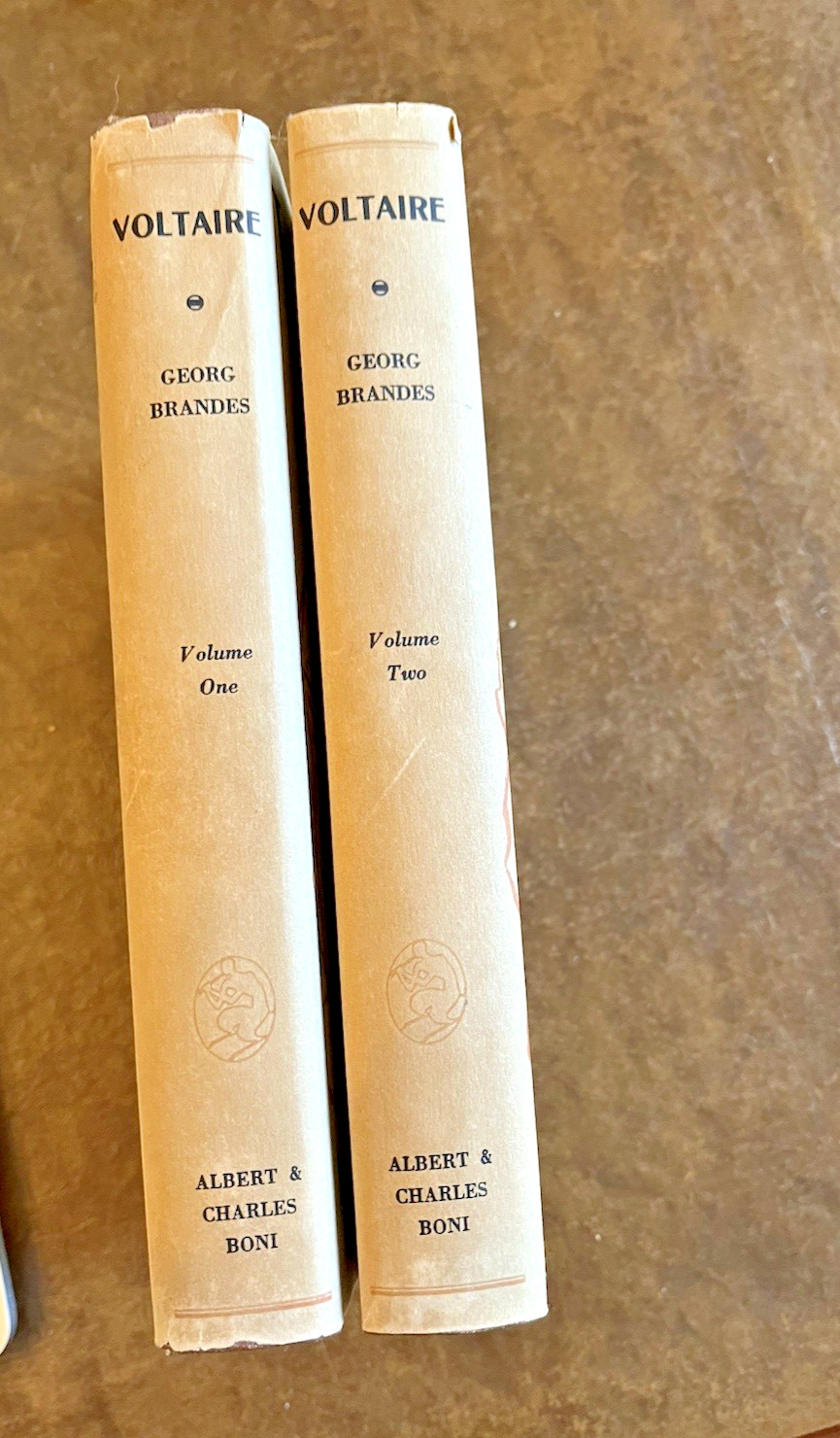 VOLTAIRE THE PHILOSOPHER 1930 1ST EDITION 2 VOLUME BIOGRAPHY BY GEORG BRANDES