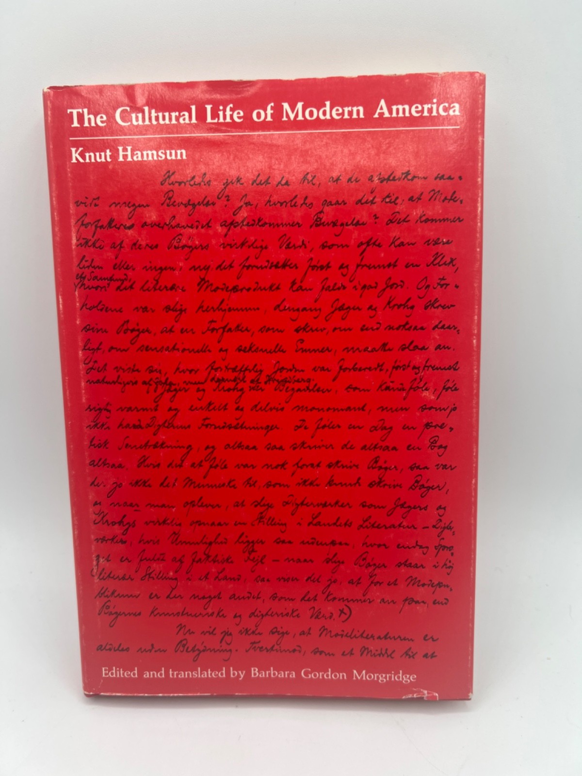 The Cultural Life of Modern America by Knut Hamsun HC First Edition Good