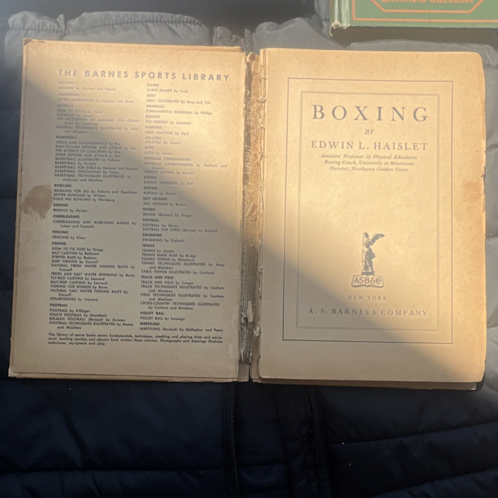 A. S. Barnes & Company Boxing Edwin L. Haislet Original Hardcover Sports Book