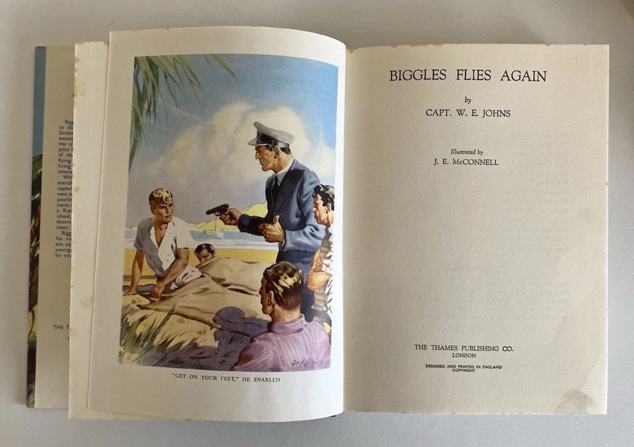 W E Johns‘ Biggles Flies Again Pub Thames For Modern Library 1950 V Scarce Thus
