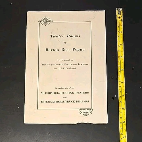 Barton Rees Pogue Twelve Poems Boone County Courthouse Jamboree WLW Cincinnati