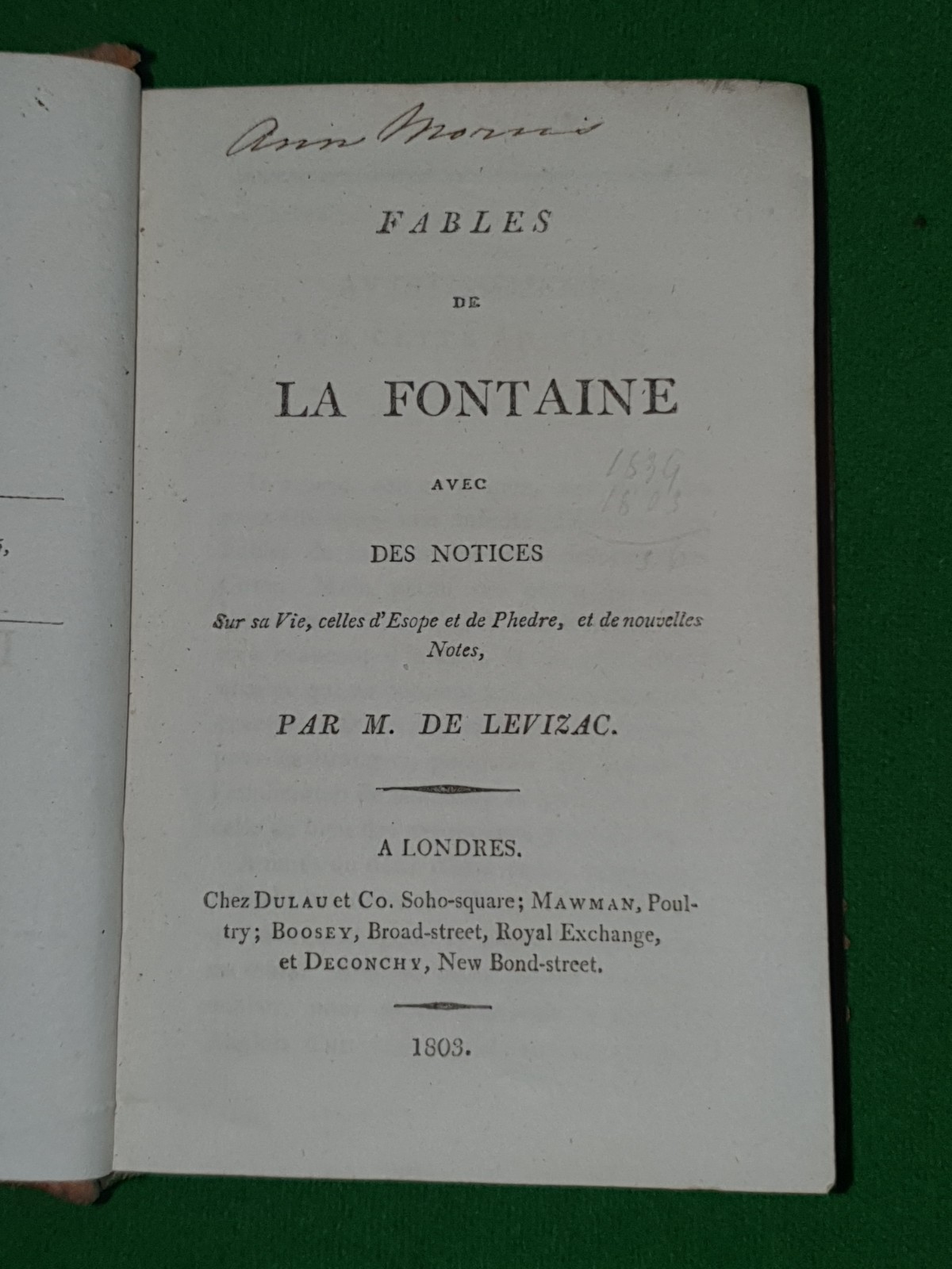 1803 FABLES DE LA FONTAINE BY LEVIZAC FRENCH SATIRE on EMPEROR LOUIS XVI @