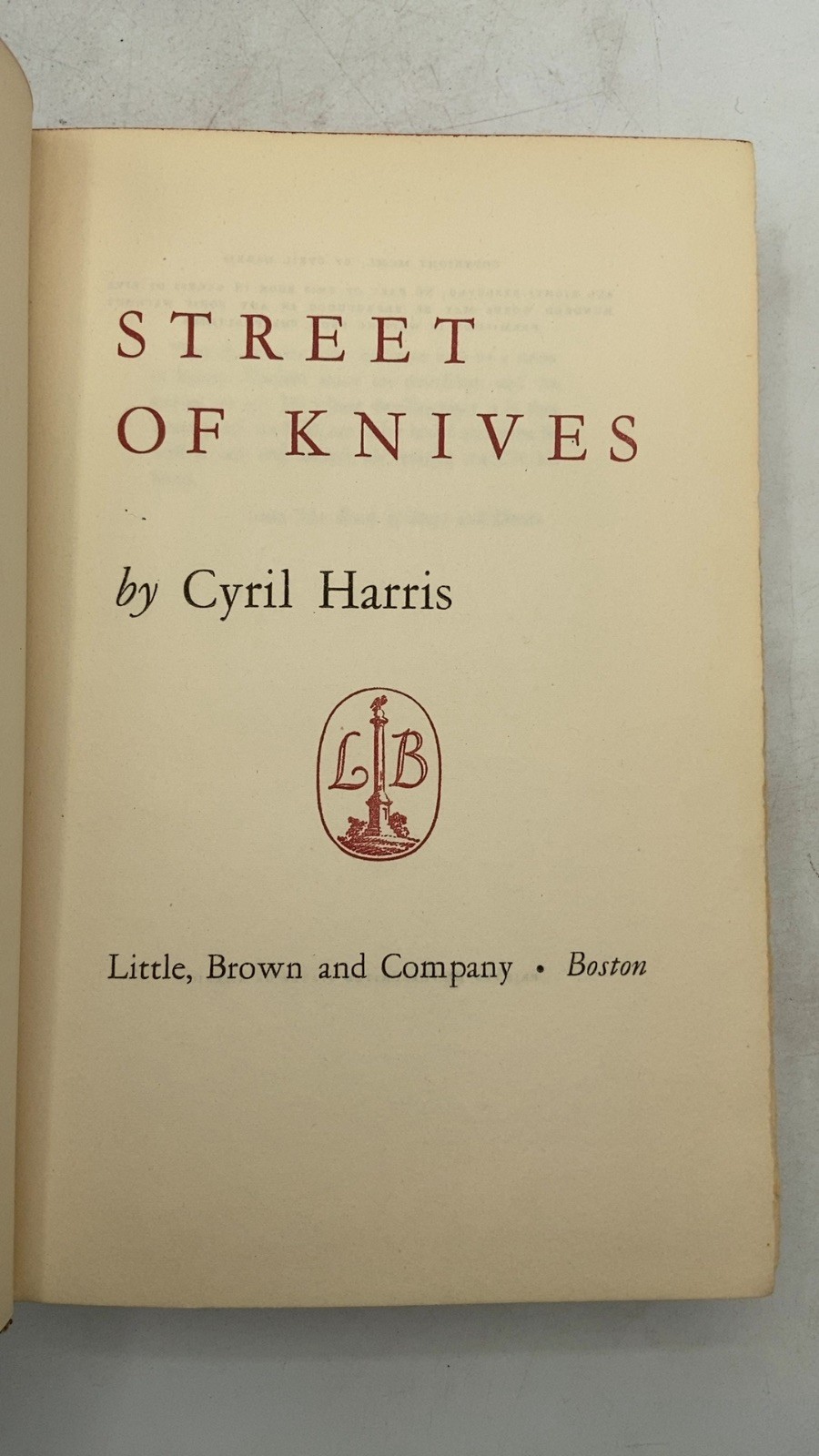Street OF Knives Cyril Harris Hardcover 1950