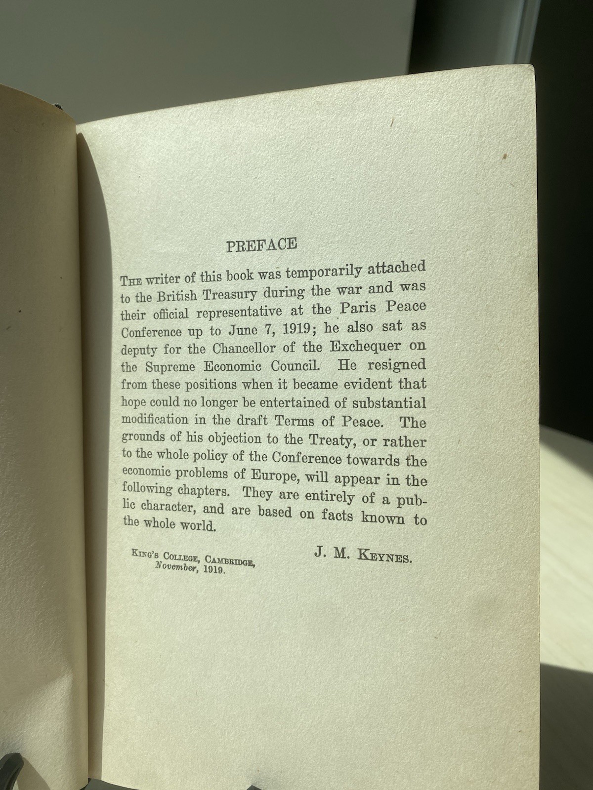 John Maynard Keynes / The Economic Consequences of the Peace 1st Edition 1920
