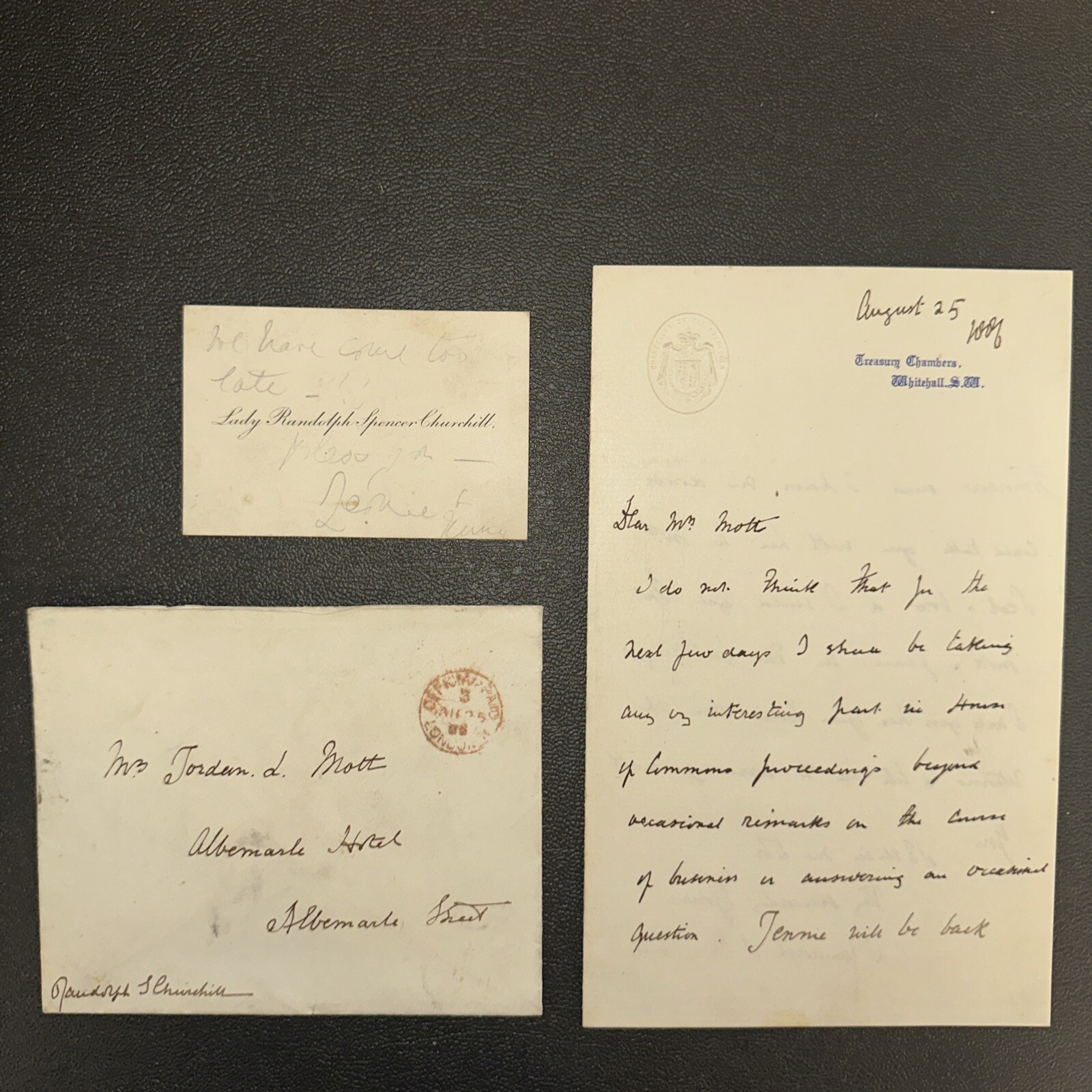 LOT Randolph S Churchill. Son of Winston Churchill. Original signatures + Card