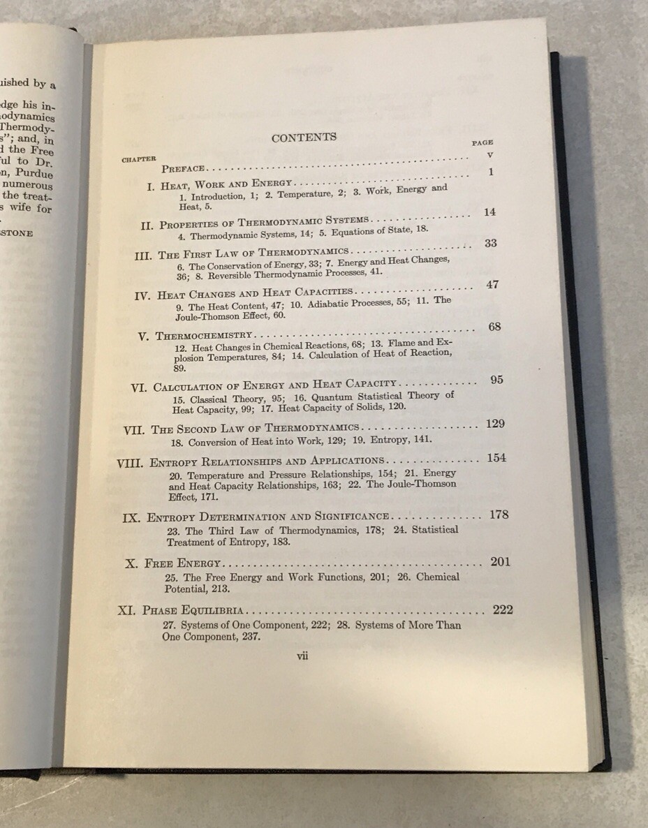 THERMODYNAMICS FOR CHEMISTS by Samuel Glasstone – 1949 – Vintage – Science – HC