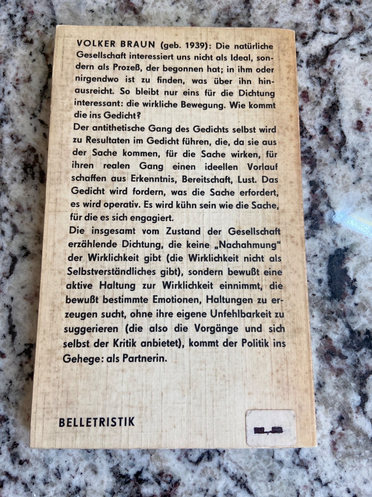 Volker Braun Gedichte 1979 Universal-Bibliothek Reclam German Poetry Book