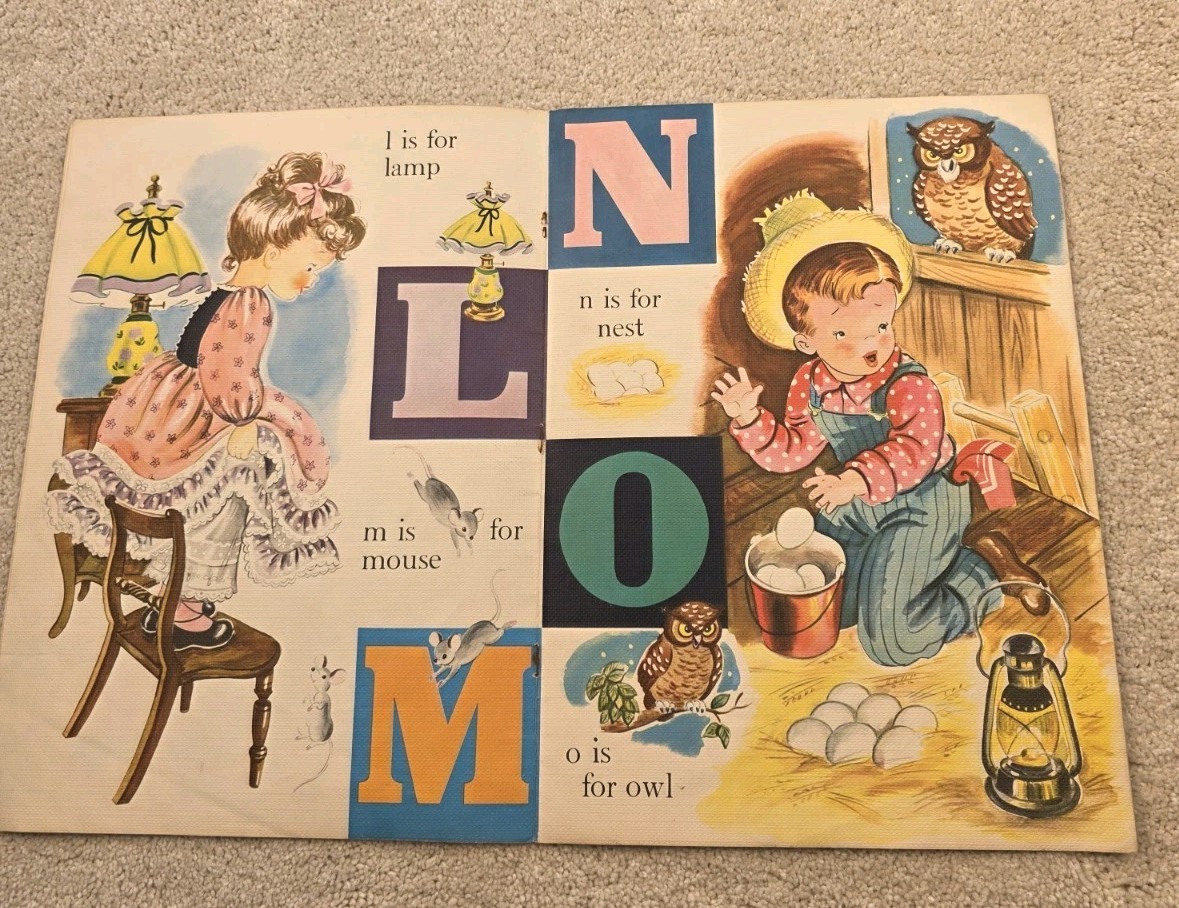 Vintage ABC Children’s Picture Book 1959 Merrill Co. Beautiful Illustrations