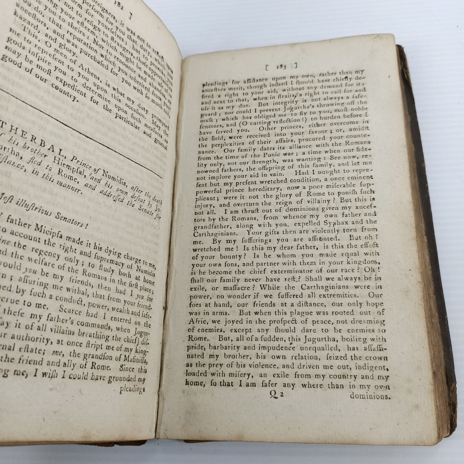 Antique Leather Bound Book Collection Fables Poems 18th Century Foxing Wear