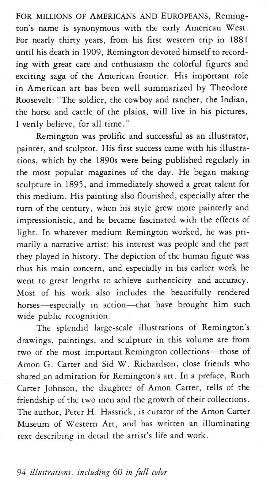 „FREDERIC REMINGTON – Paintings, Drawings, and Sculpture.“ 1972, 1st Edition