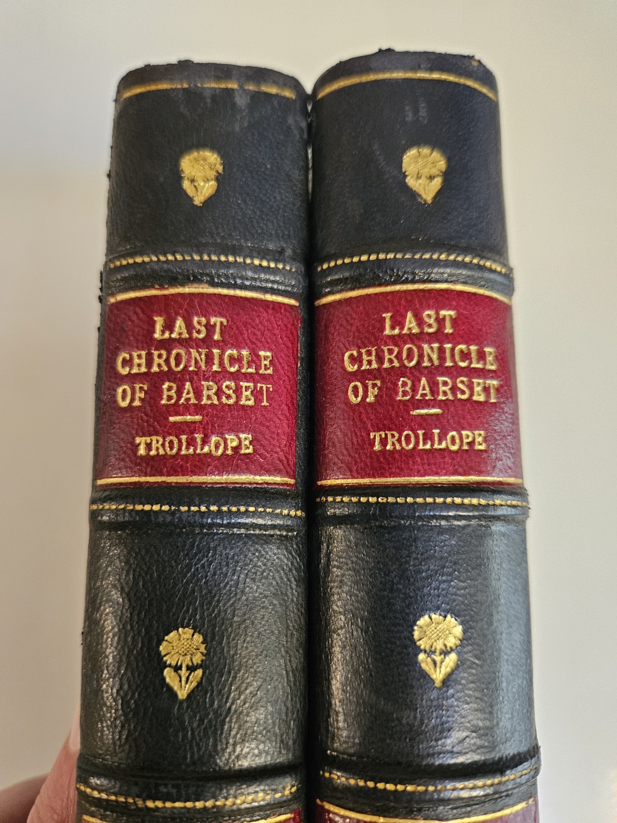 1867 1st Ed Anthony Trollope Last Chronicle of Barset 2 Vol Leather Set