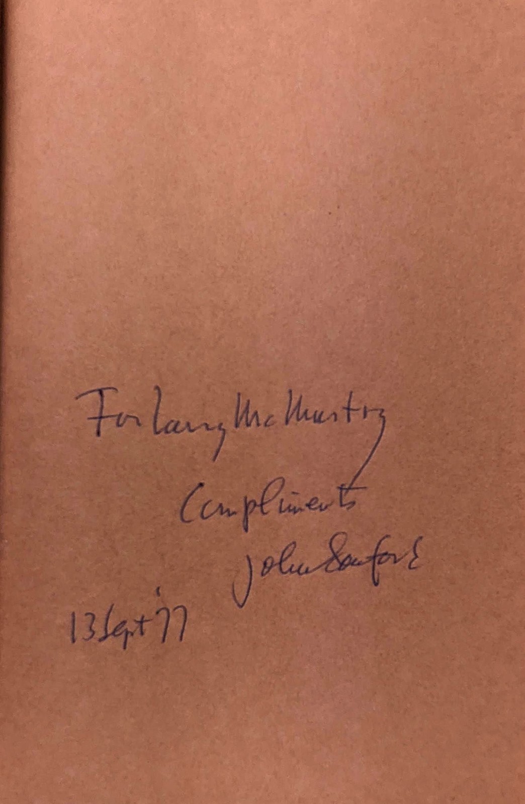 John Sanford / View From This Wilderness / Signed to Larry McMurtry / 1977